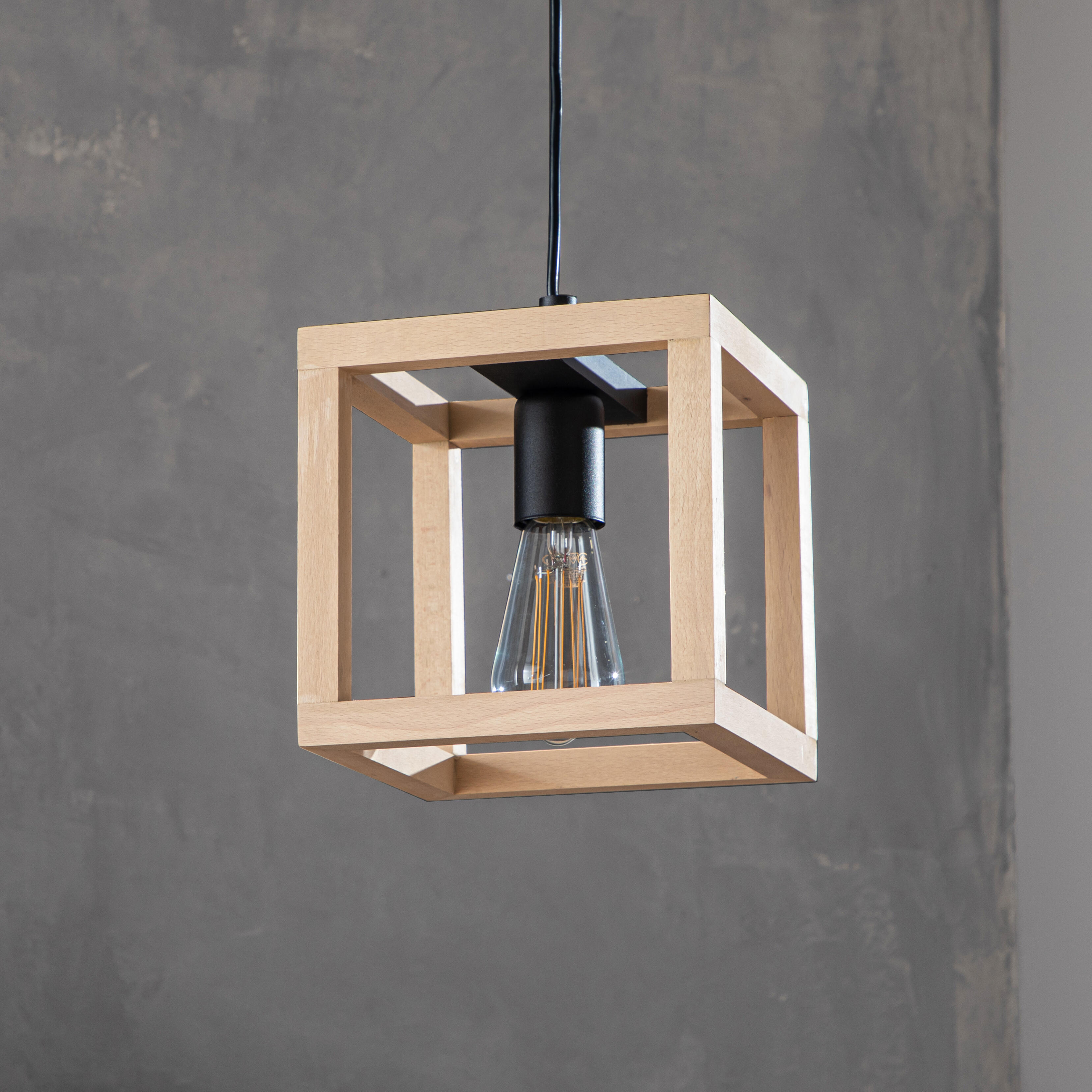 Candeeiro de teto suspenso INSPIRE ELGORT E27 3 LUZES METAL/MADEIRA PRETO - 23