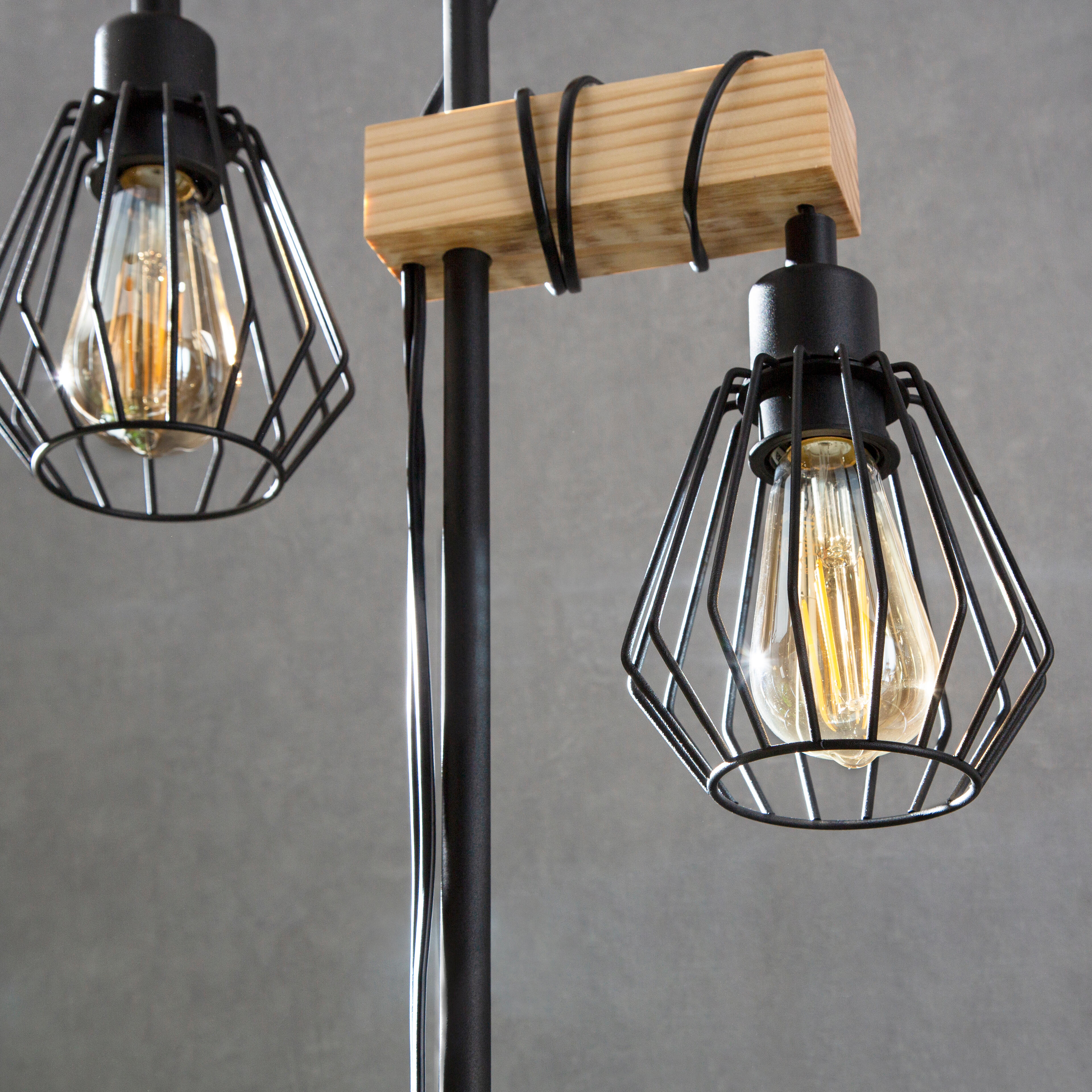 Candeeiro de pé INSPIRE TABODI 2 LUZES E27 METAL MADEIRAEIRA PRETO - 21