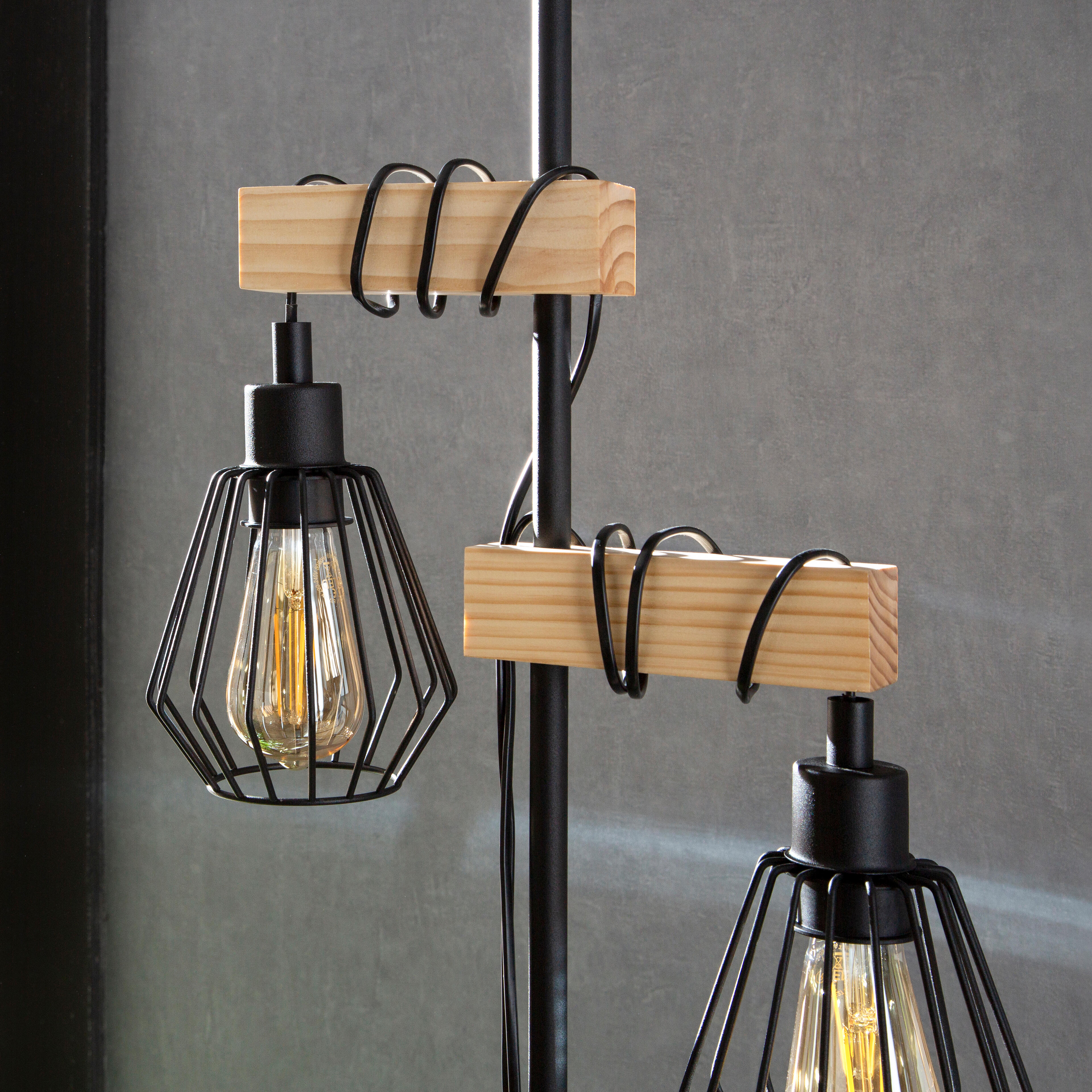 Candeeiro de pé INSPIRE TABODI 2 LUZES E27 METAL MADEIRAEIRA PRETO - 20