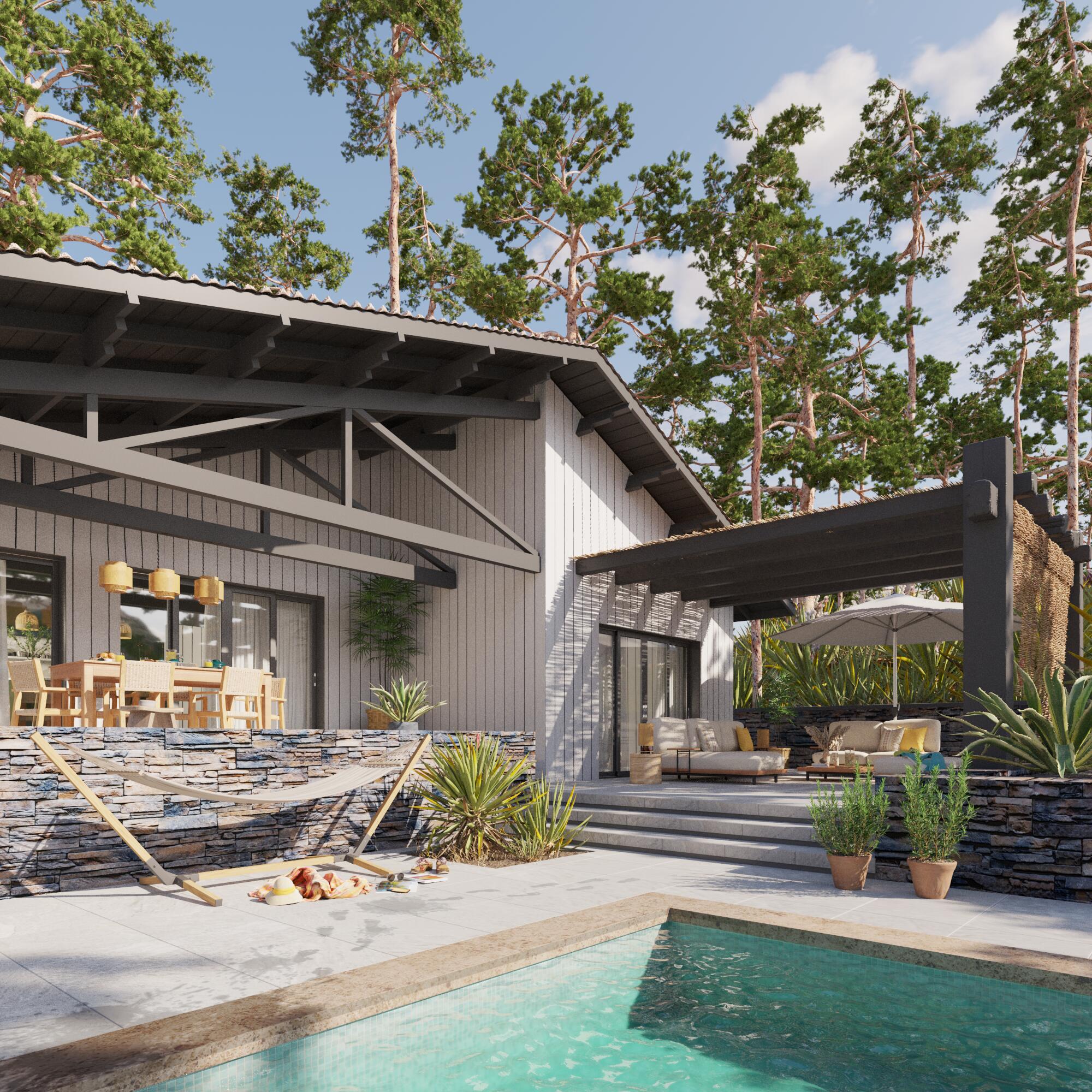 Parasol NATERIAL Aura blanc octogonal - 3