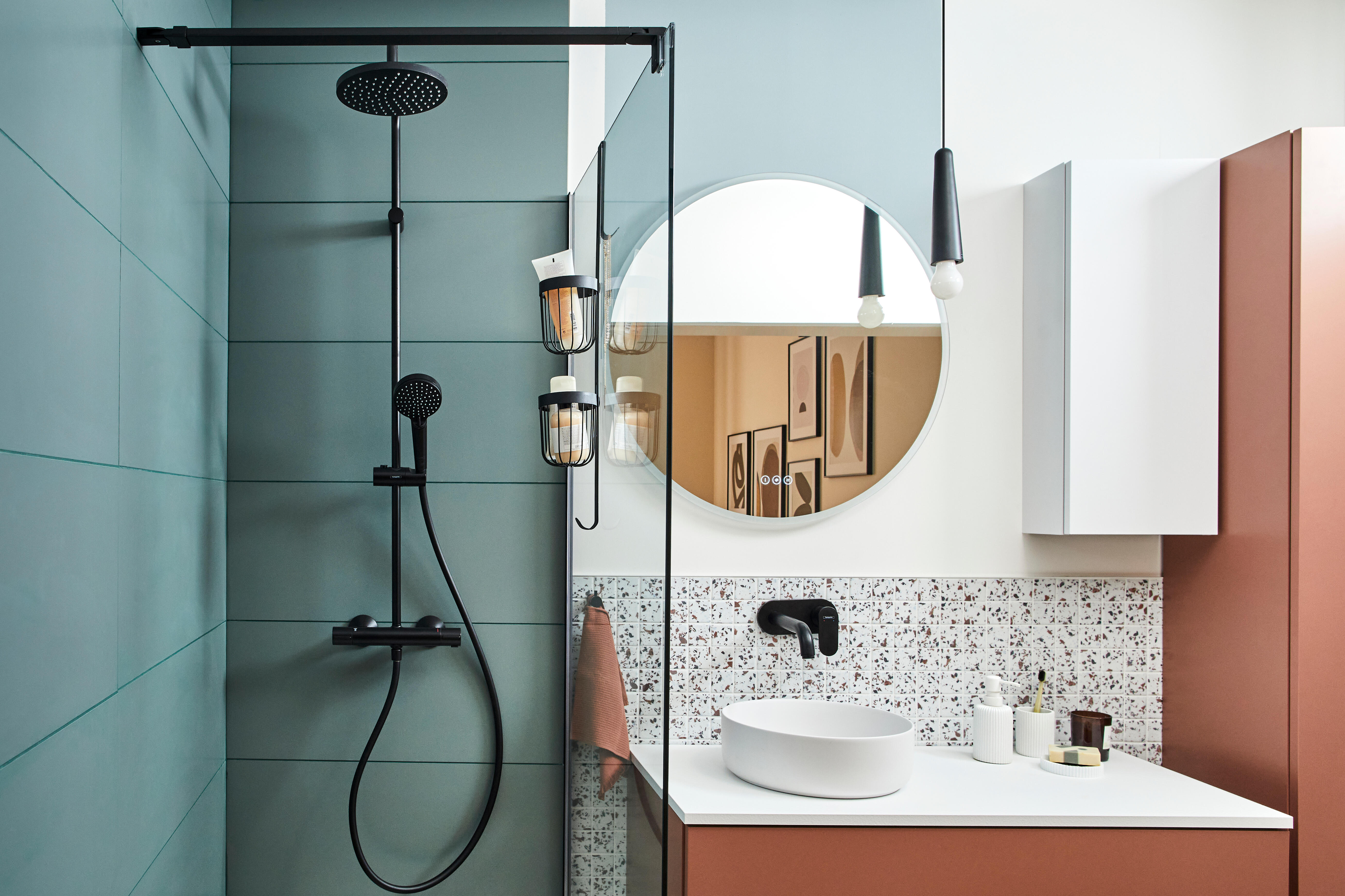 Colonne de douche avec robinet thermostatique, HANSGROHE Vernis blend eco, Noir  - 3