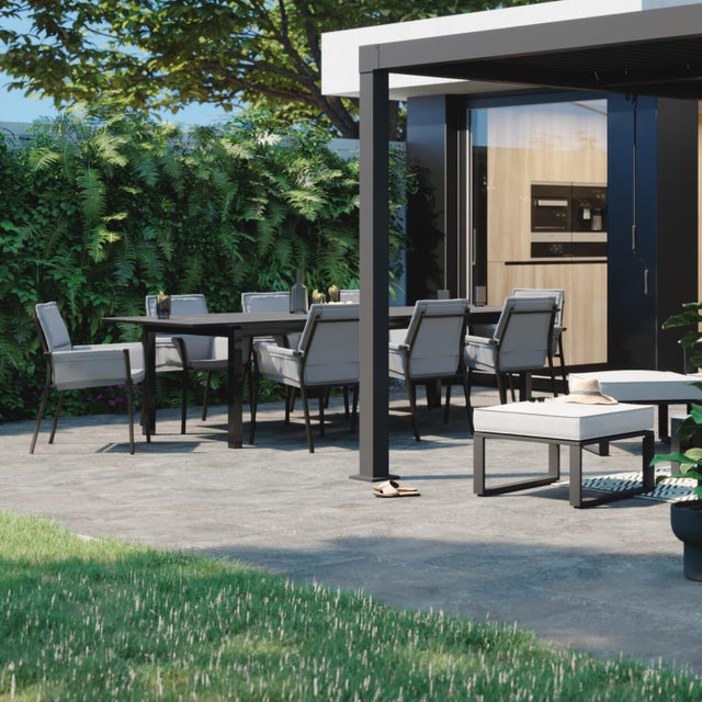 Conjunto de jardín Odyssea II extensible de aluminio antracita para 8 personas