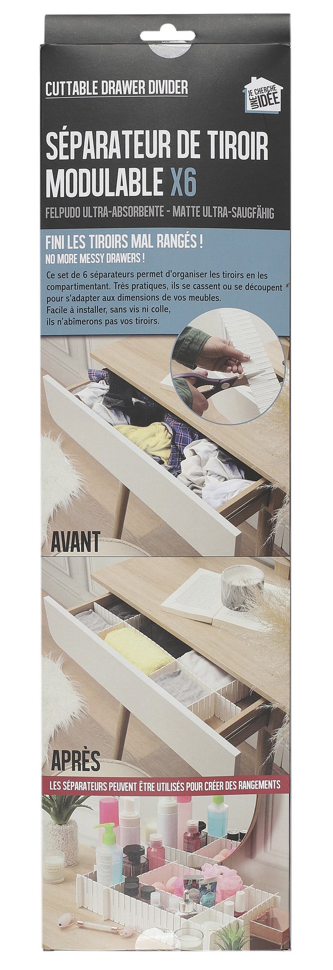 Pack 6 separadores de gaveta 45X6X6CM - 7