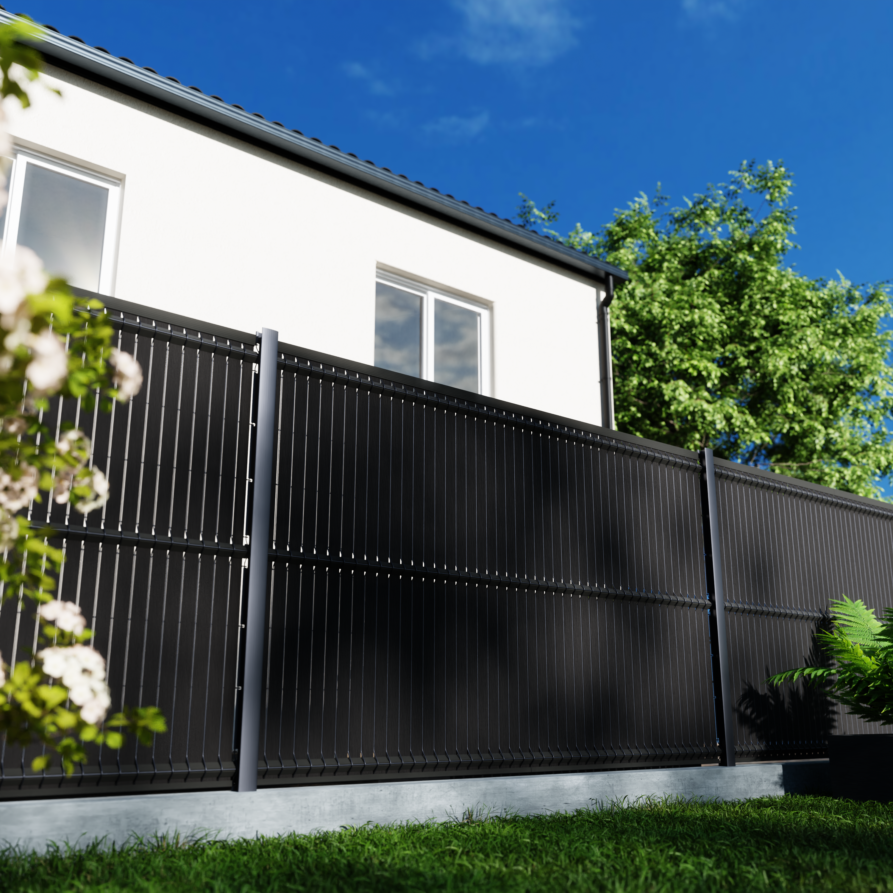 Kit Occultation Composite - L2,5 X H1,73m - Gris Anthracite - Haute Resistance - Occultant Pour Grillage Rigide