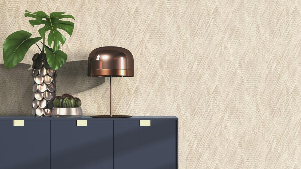 Papel pintado vinilo aplicación cola en pared Urban city Rombo texturado beige  RASCH 53cmx10.05m lavable - 2