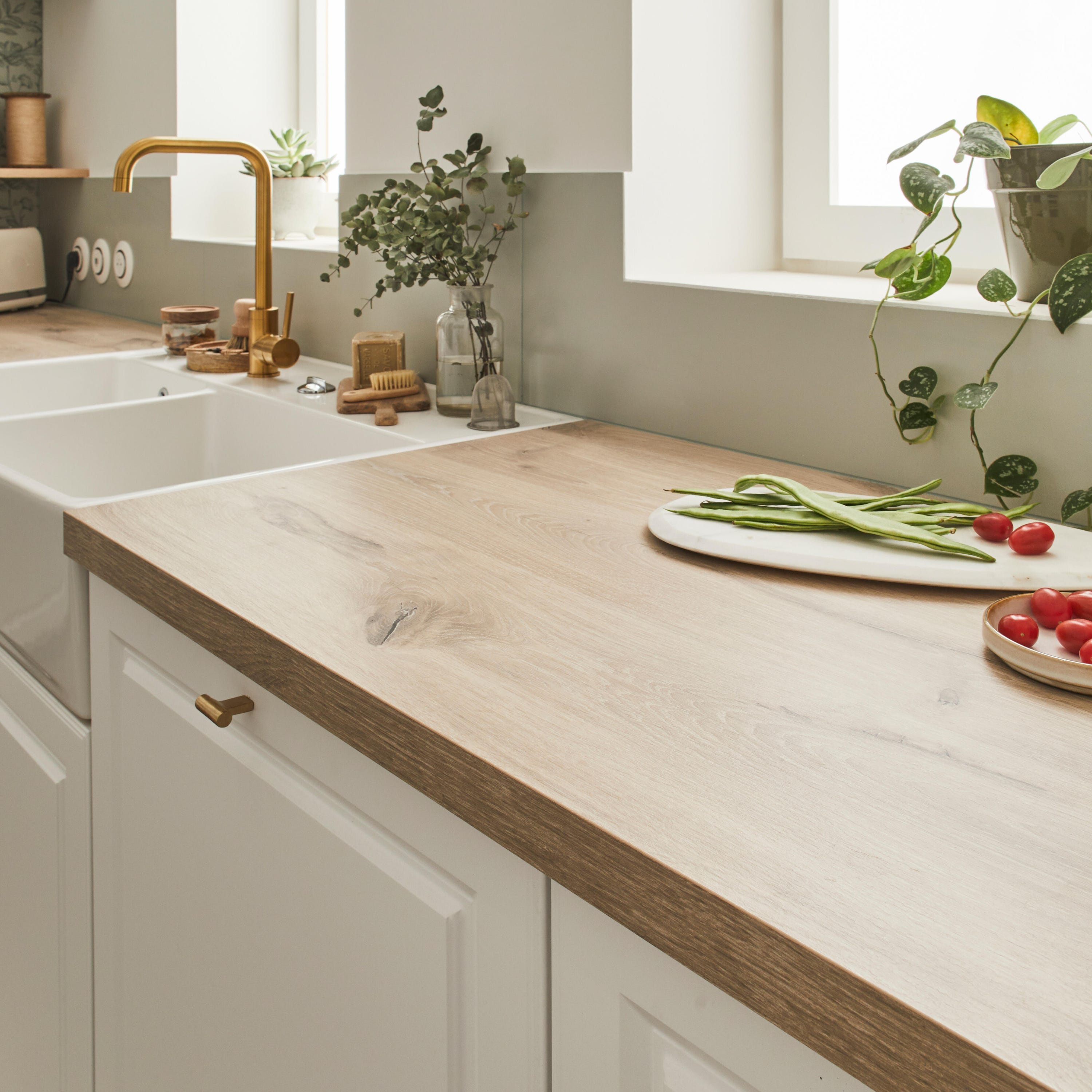 Plan de travail stratifié Chêne viking L.315 x P.65 cm, Ep.38 mm ...