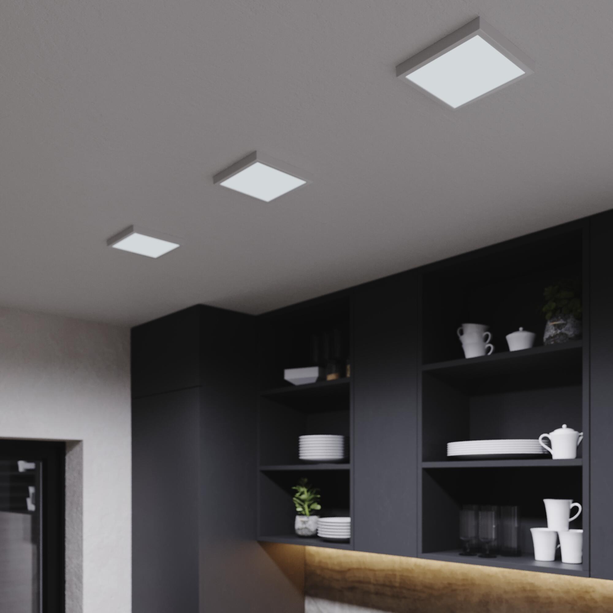 Downlight LED de superficie INSPIRE SANOA blanco cuadrado ø17.3 cm 2000 lm 13.5 W luz CCT 4000K-6000KK IP44 - Foco LED de superficie para baños - 6