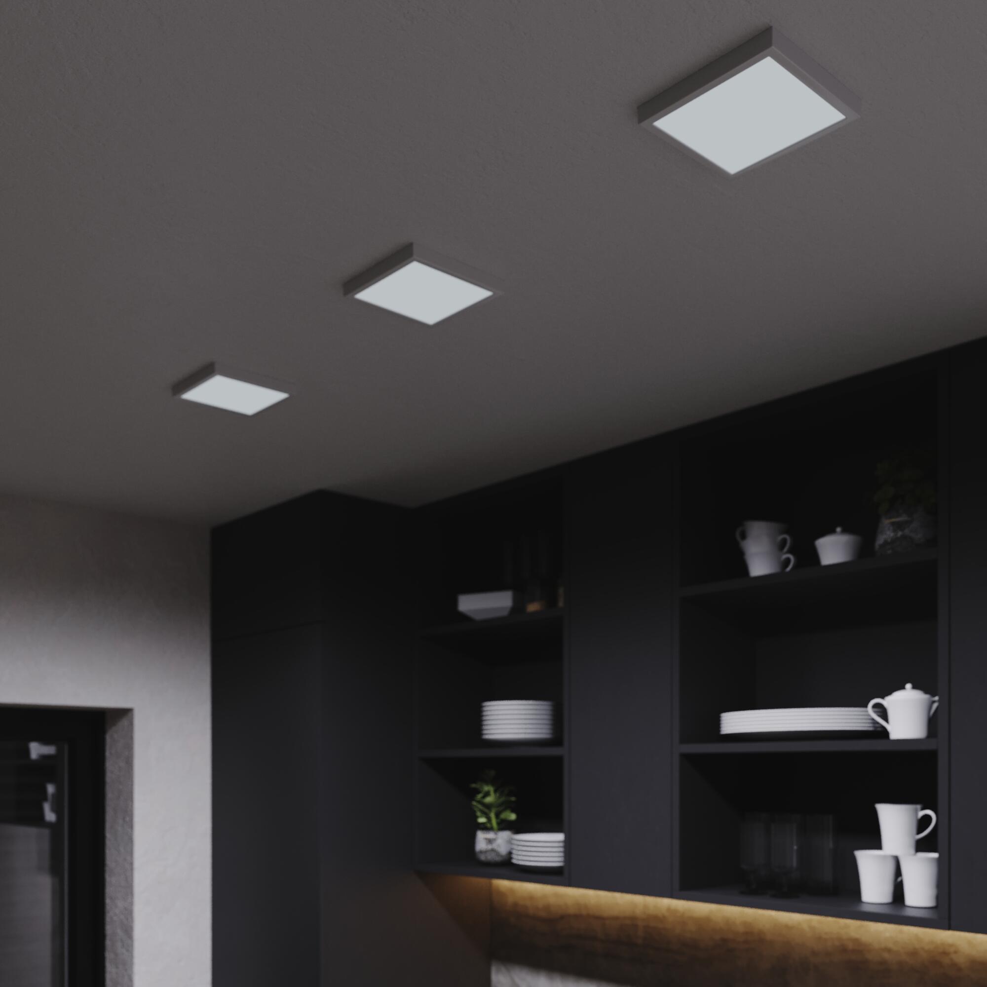 Downlight LED de superficie INSPIRE SANOA blanco cuadrado ø17.3 cm 2000 lm 13.5 W luz CCT 4000K-6000KK IP44 - Foco LED de superficie para baños - 2