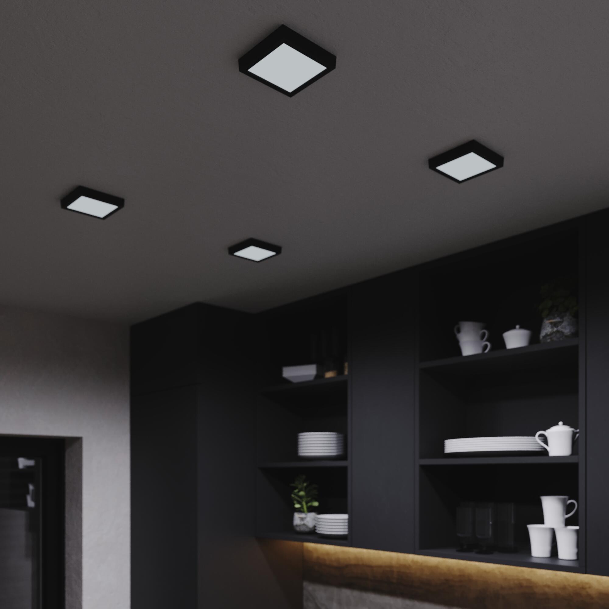 Downlight LED de superficie INSPIRE SANOA negro cuadrado ø12.3 cm 1000 lm 8 W 2 tonos de luz CCT (4000K-6000K) IP44 - Foco LED de superficie para baños - 5