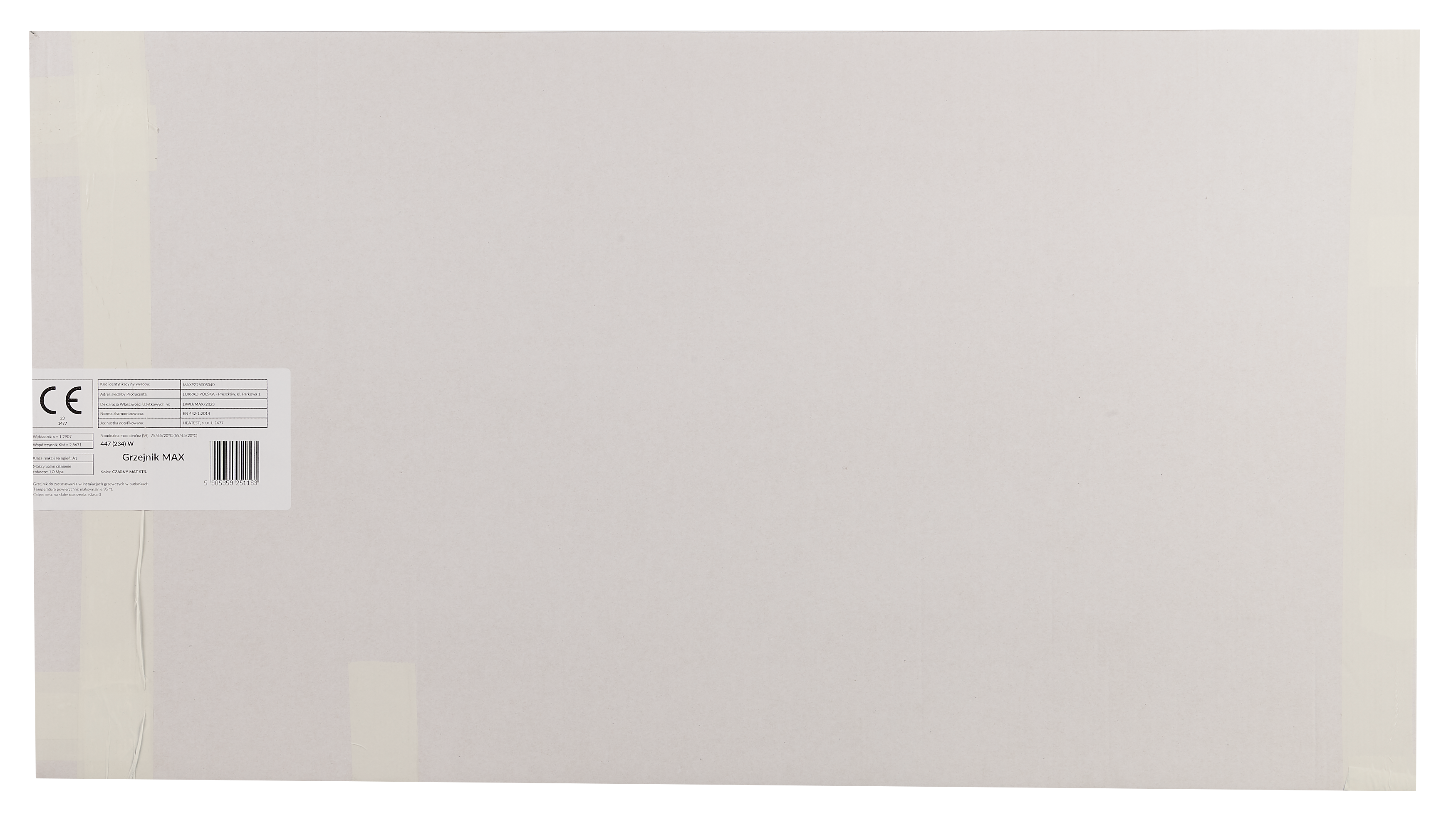 Grzejnik łazienkowy LUX 92.2x50 cm 447W czarny mat LUXRAD - 2