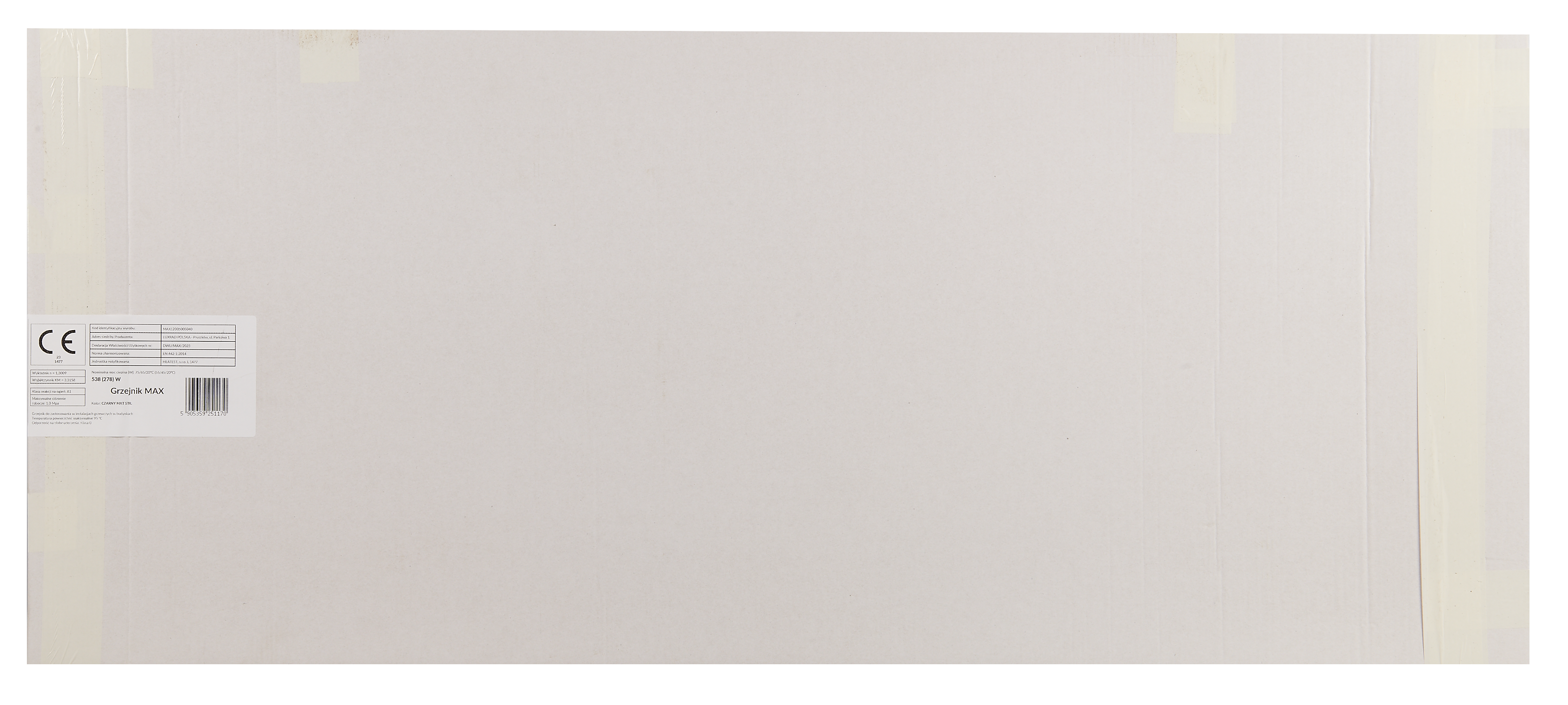 Grzejnik łazienkowy LUX 120x50 cm 538W czarny mat LUXRAD - 2