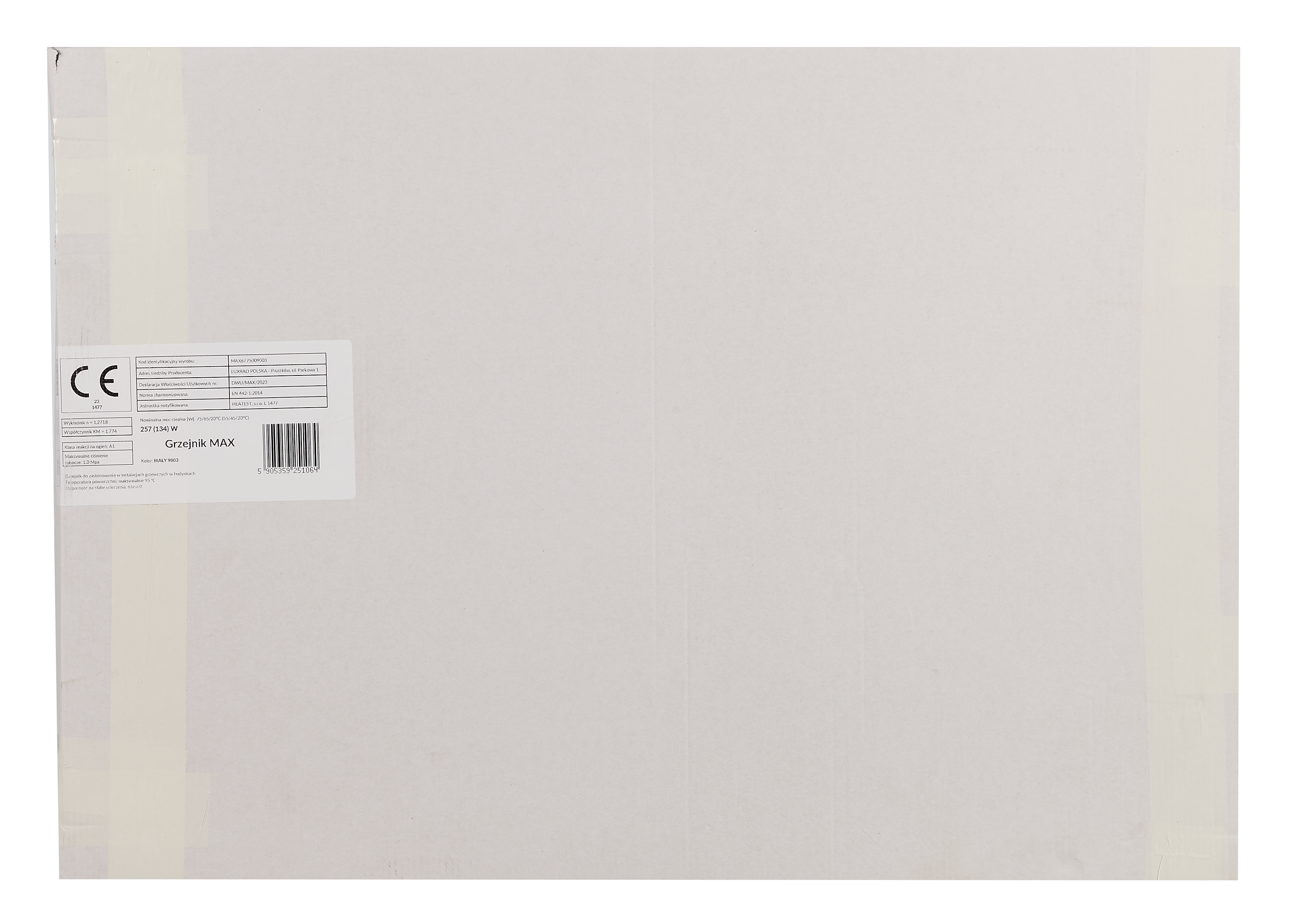 Grzejnik LUX 67.7x50 cm 257W biały D Roz 45cm 10 Bar EQUATION - 2