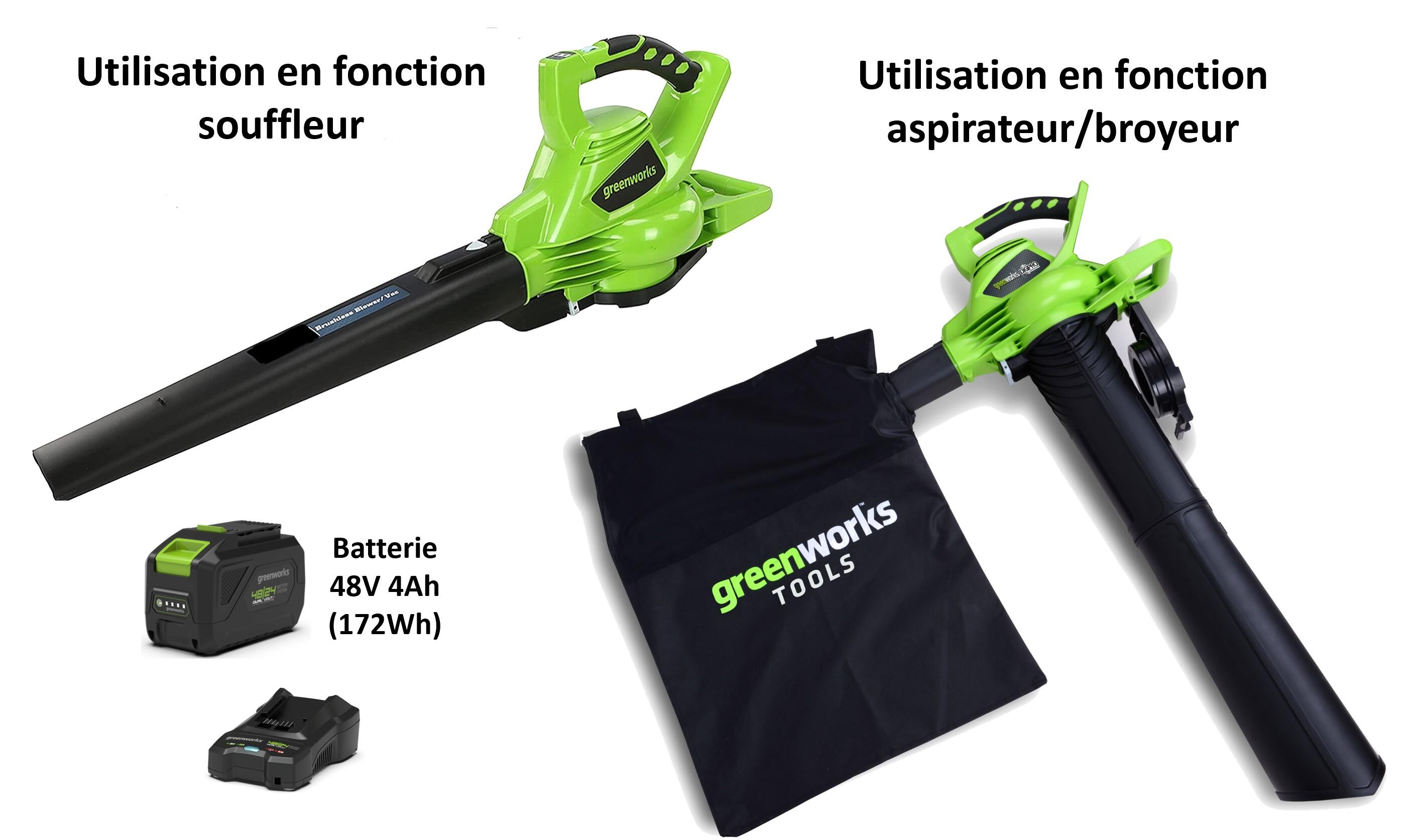 Aspirateur souffleur broyeur sur batterie GREENWORKS 48 V Leroy Merlin — free download