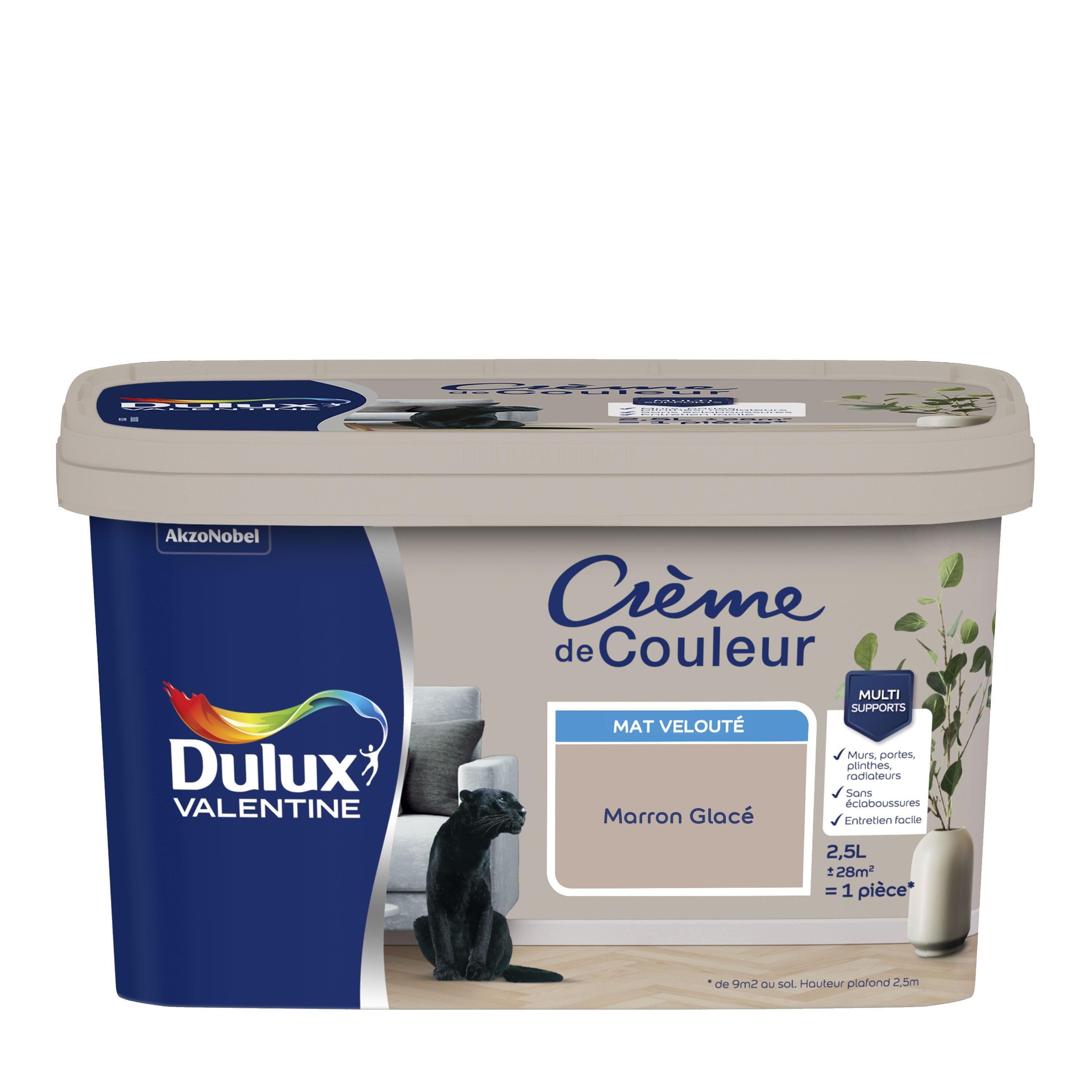 Peinture mur, boiserie marron glacé mat DULUX VALENTINE Crème de couleur 2.5L - 6