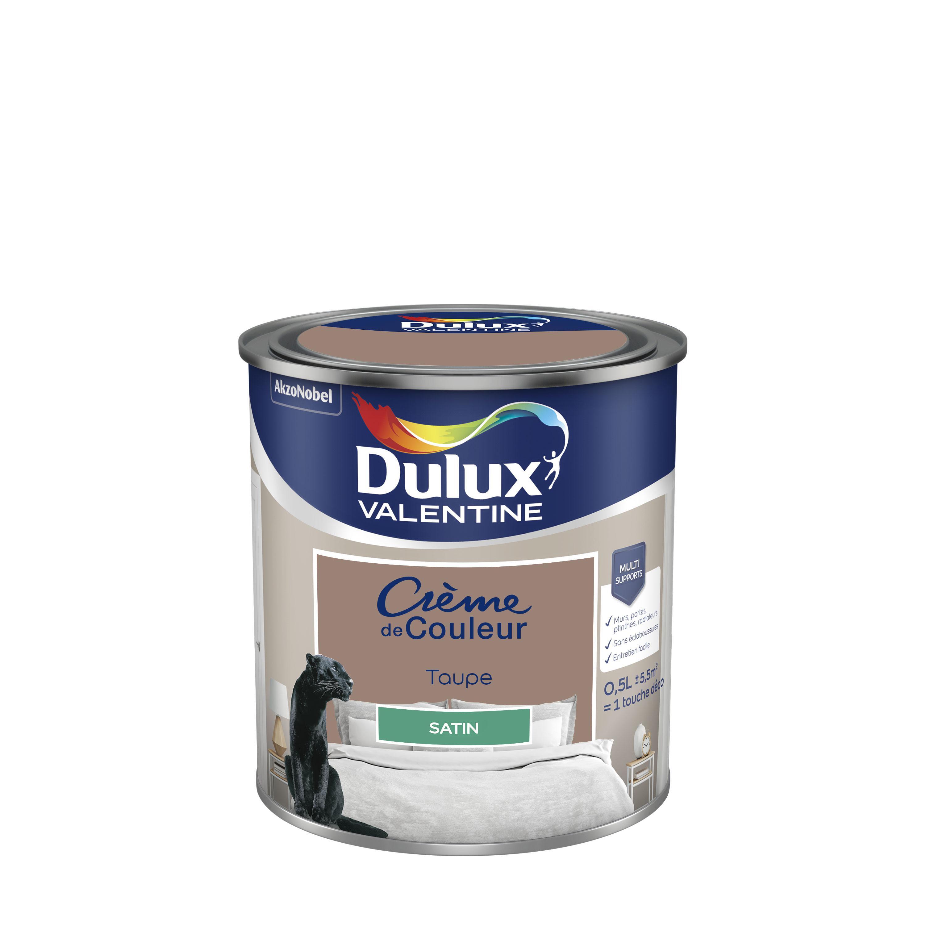 Peinture mur, boiserie taupe satin DULUX VALENTINE Crème de couleur 0.5L - 7