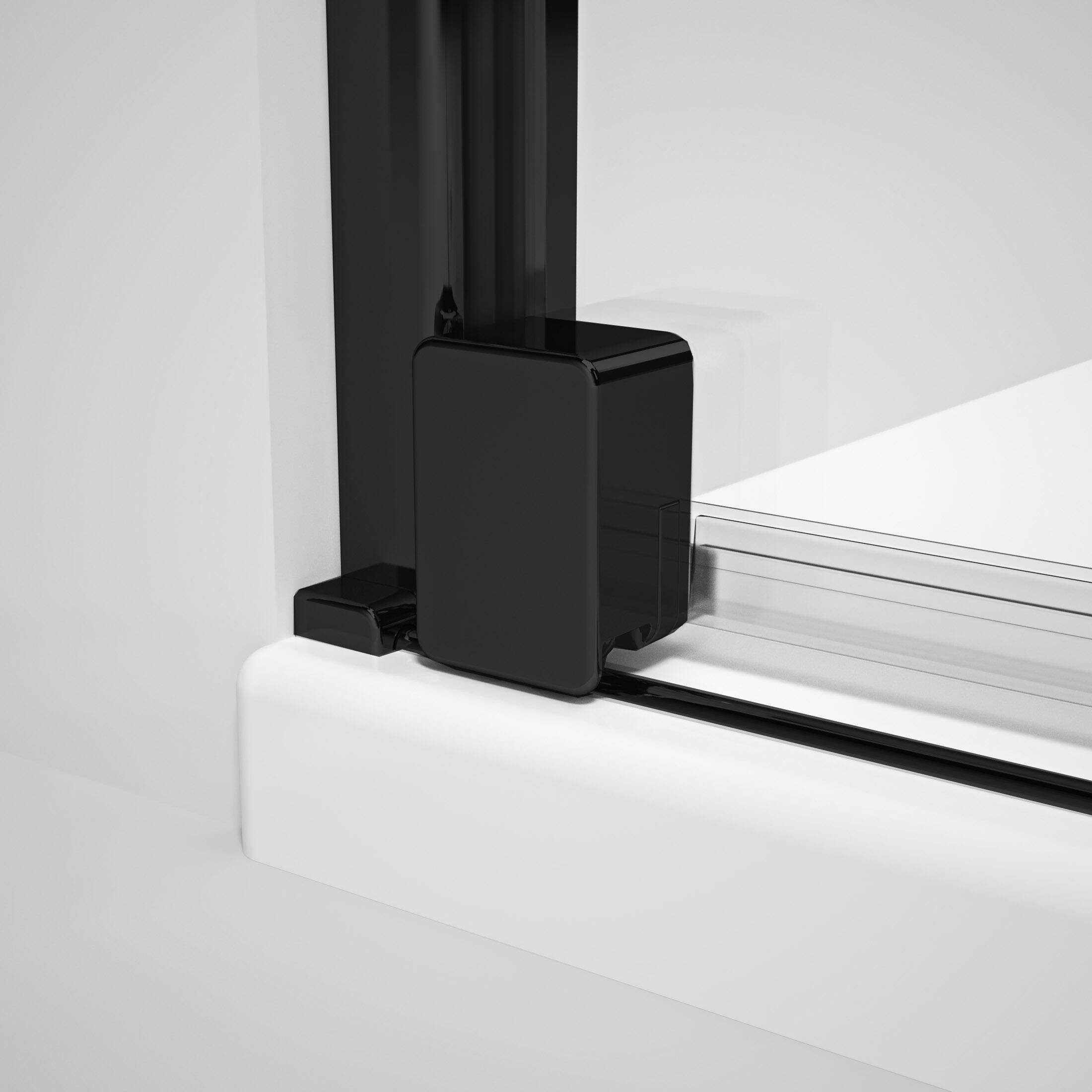 Mampara de ducha corredera 1 hoja fija + 1 puerta corredera zero. perfil aluminio negro. ancho adaptable (121-131)x200 cm cristal templado de seguridad transparente 6mm. sin perfil bajo duscholux