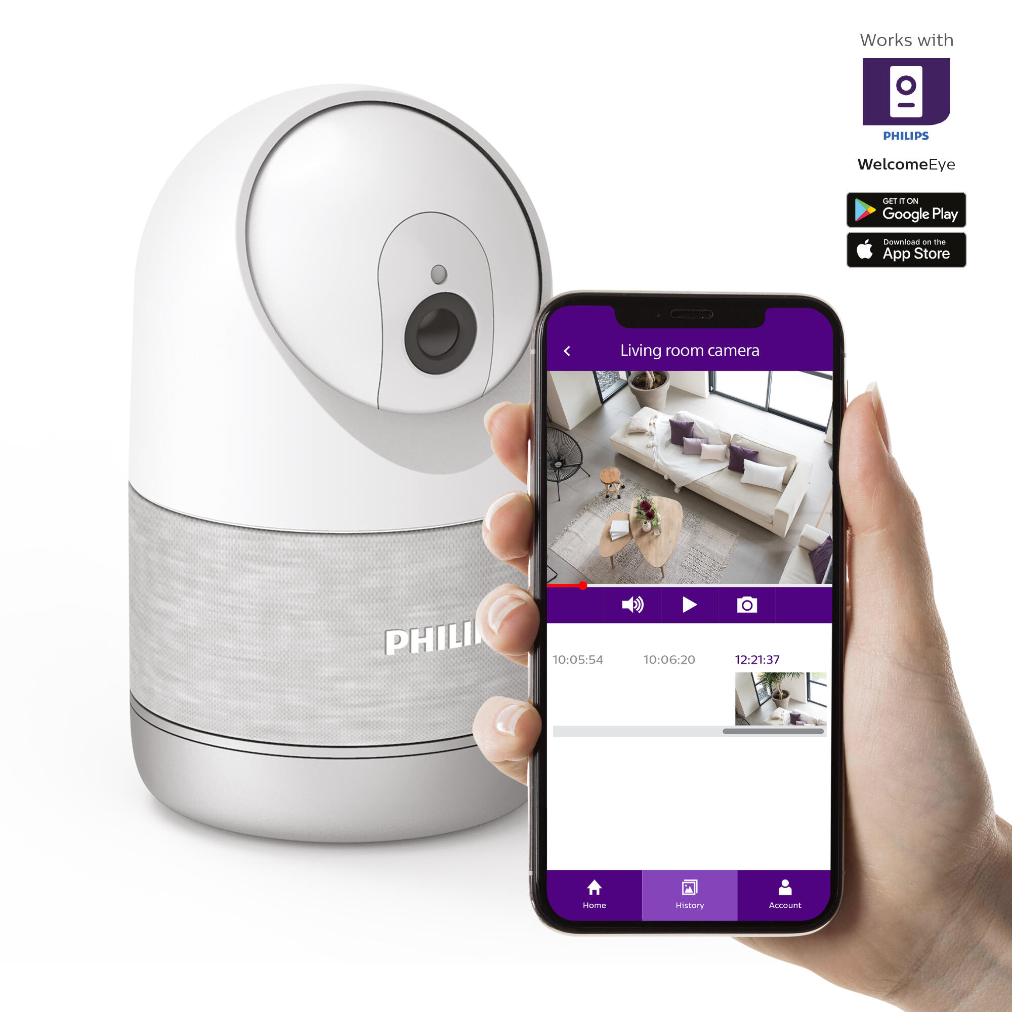 Caméra intérieure motorisée Welcomeeye look, Philips - 7