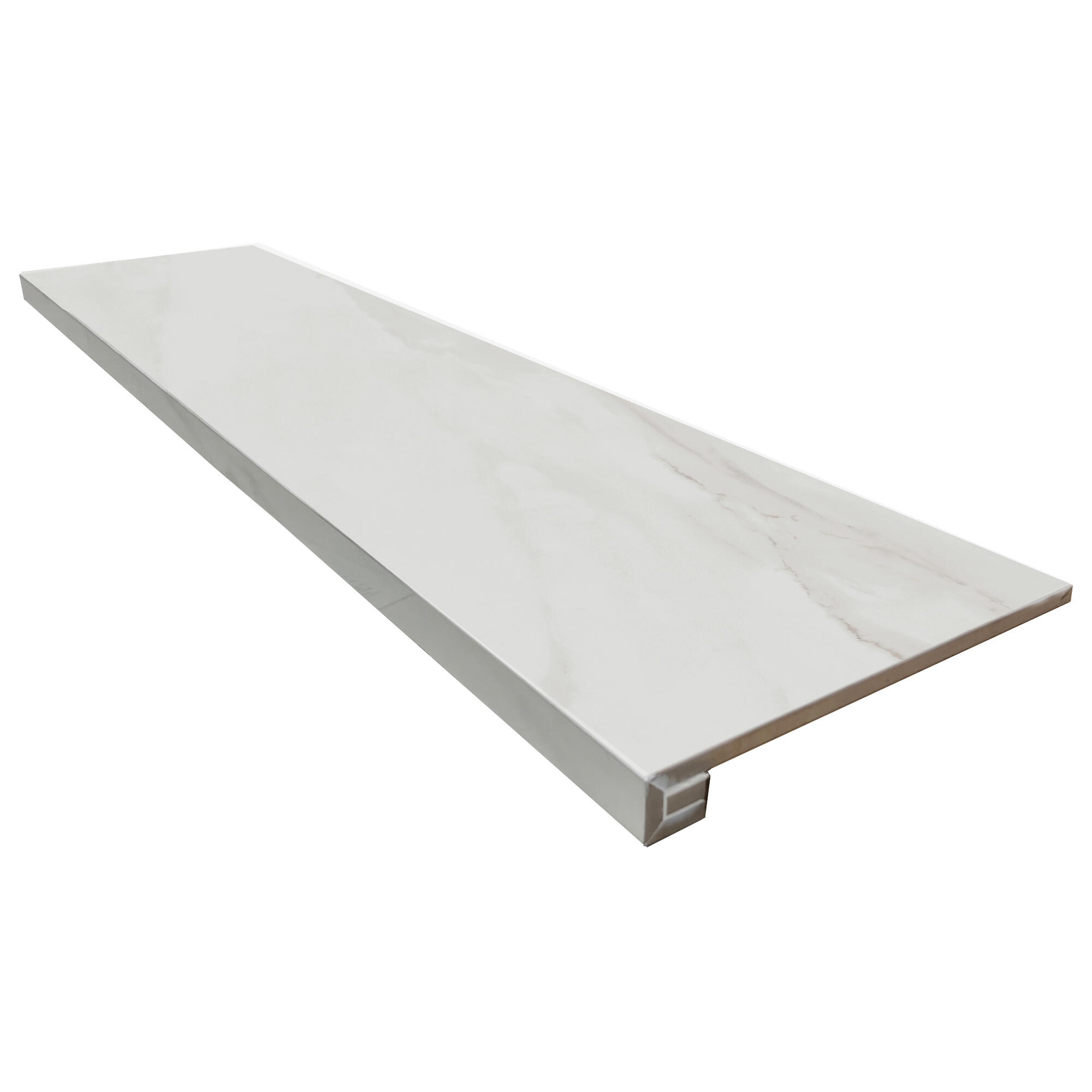 Baldosas para peldaños de escalera porcelana artens marmi de 120x32cm white