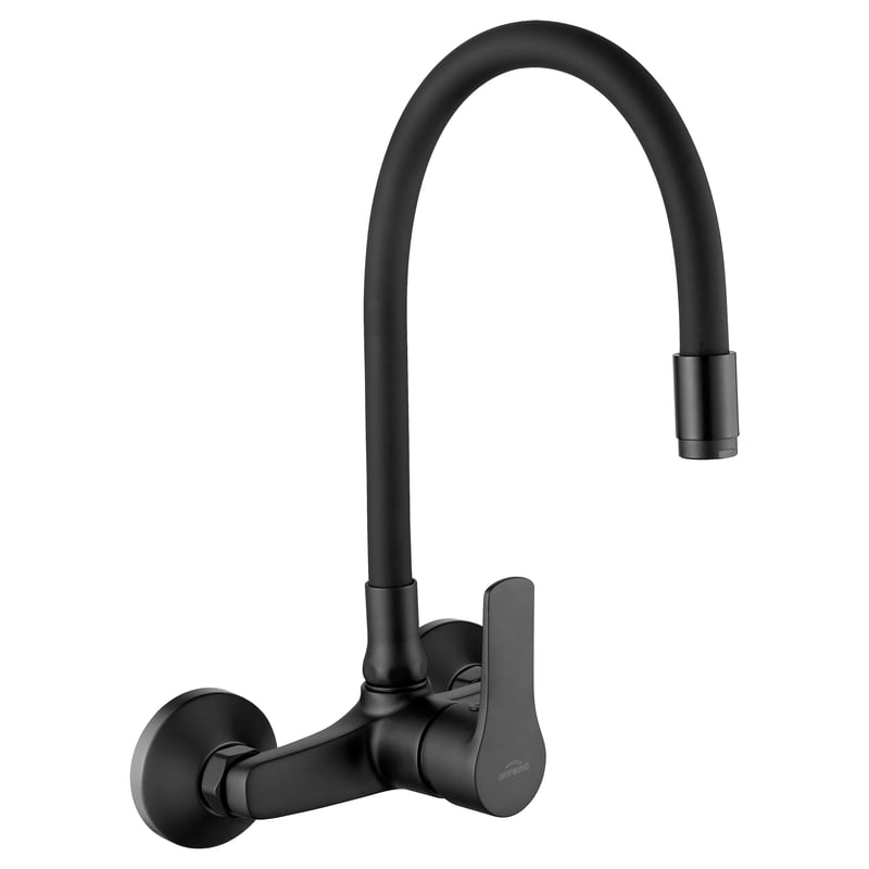 Bateria kuchenna ścienna z elastyczną wylewką Czarna M Verso Invena