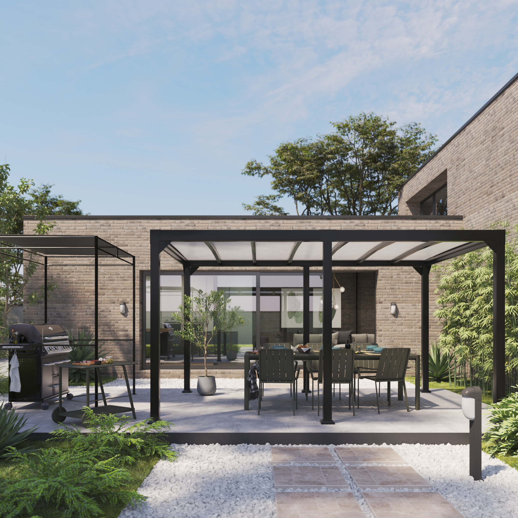 Sedia da giardino Idaho NATERIAL, struttura in alluminio grigio, seduta in alluminio antracite - 3