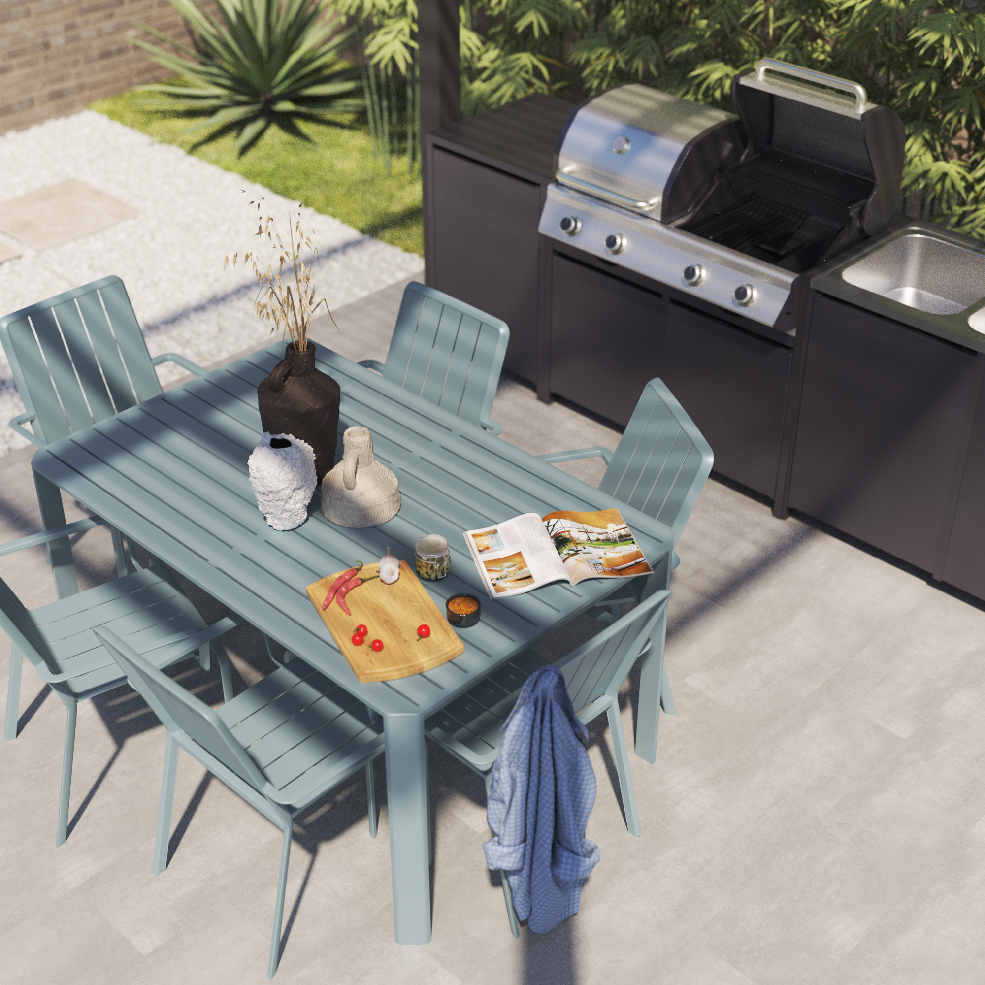 Sedia da giardino pieghevole Flora NATERIAL, struttura e seduta in acciaio verde - 5