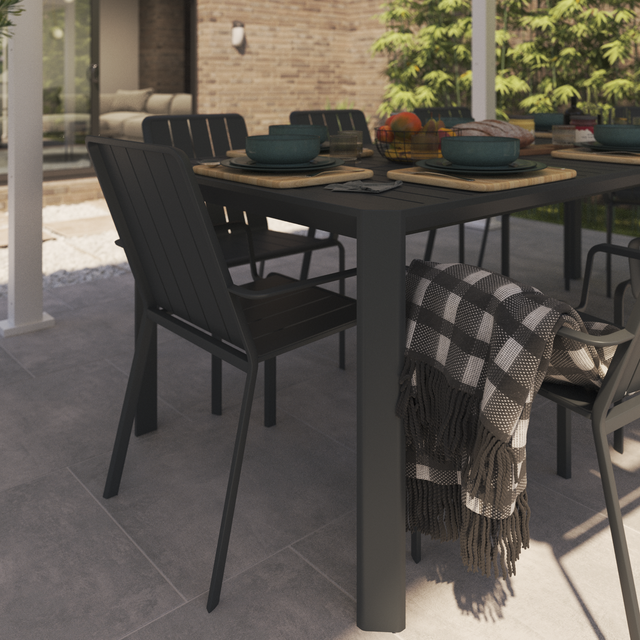 Conjunto de muebles de jardín Idaho extensible de aluminio gris para 6 personas