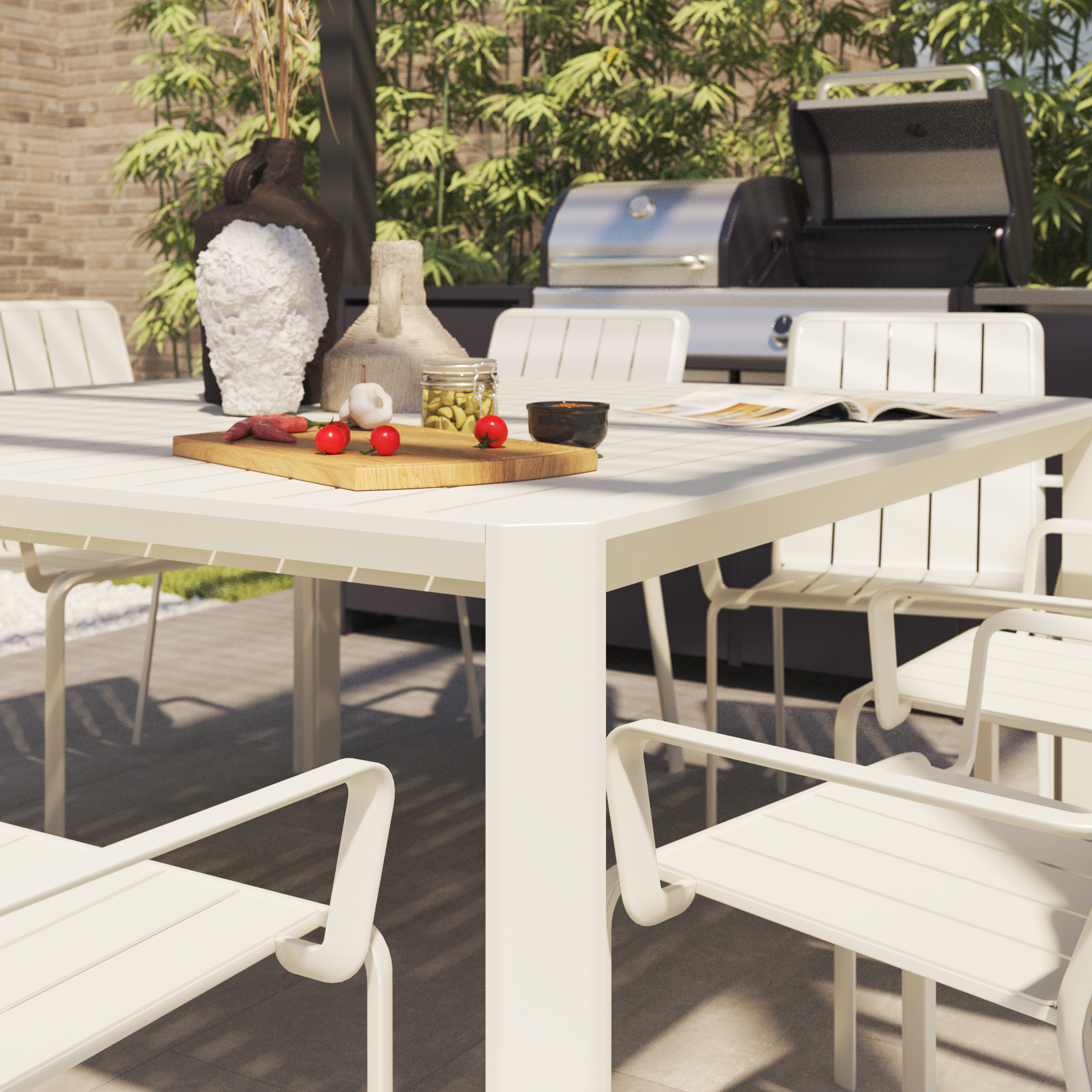 Table de jardin extensible en aluminium beige Idaho NATERIAL 8 personnes - 10