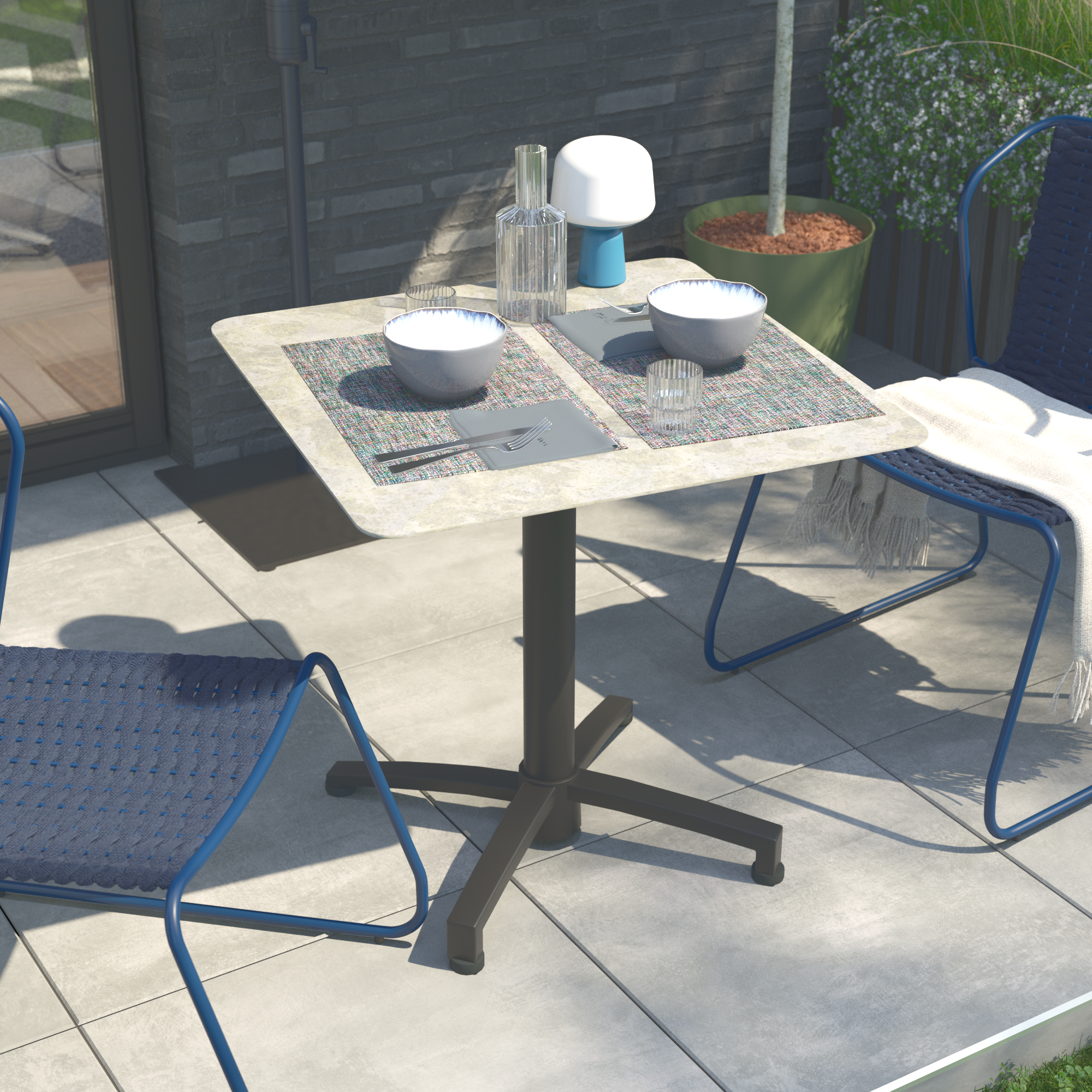 Conjunto de jardín naterial origami de aluminio gris/azul para 2 personas