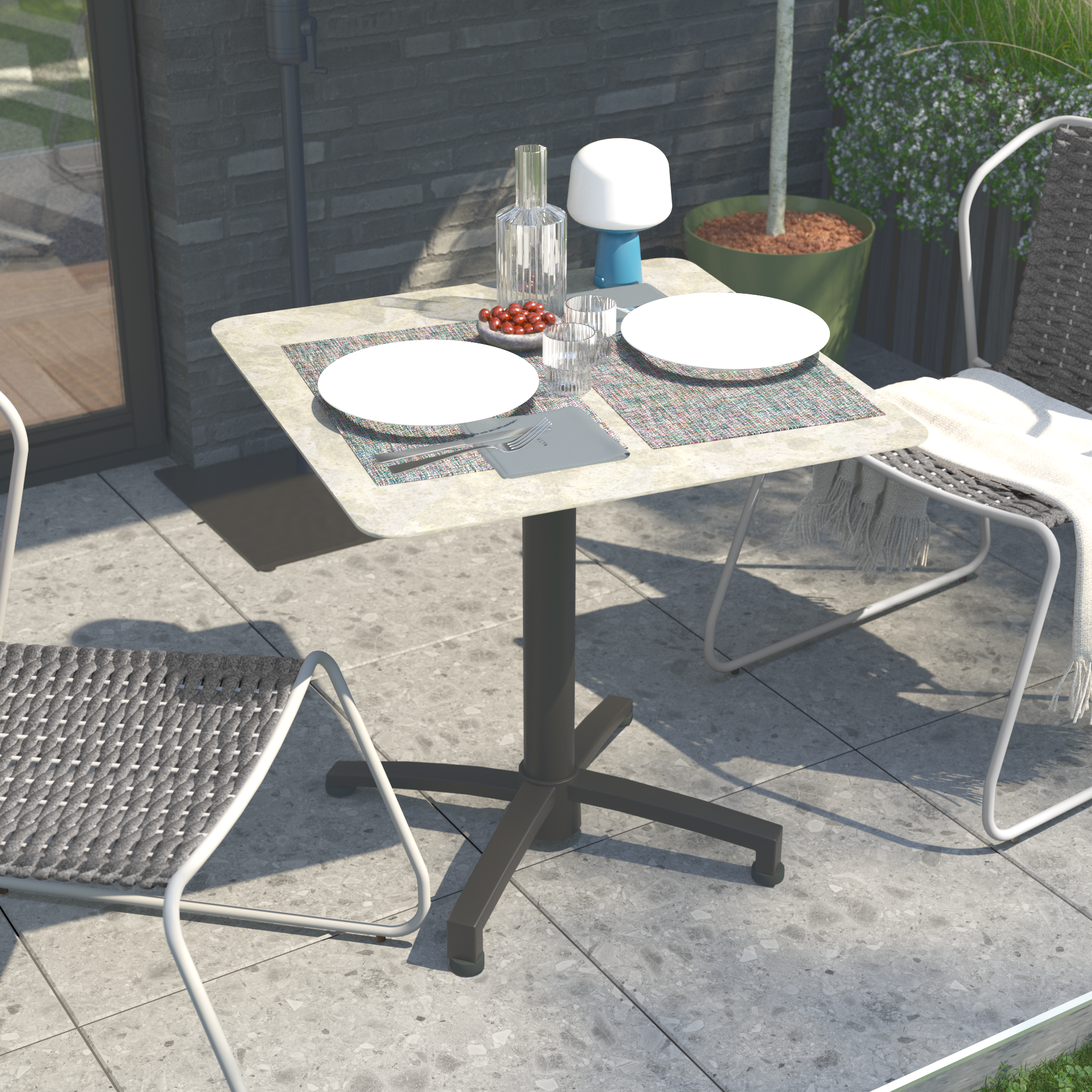 Mesa de jardín naterial livia origami de aluminio gris 69.5x74x69.5 cm