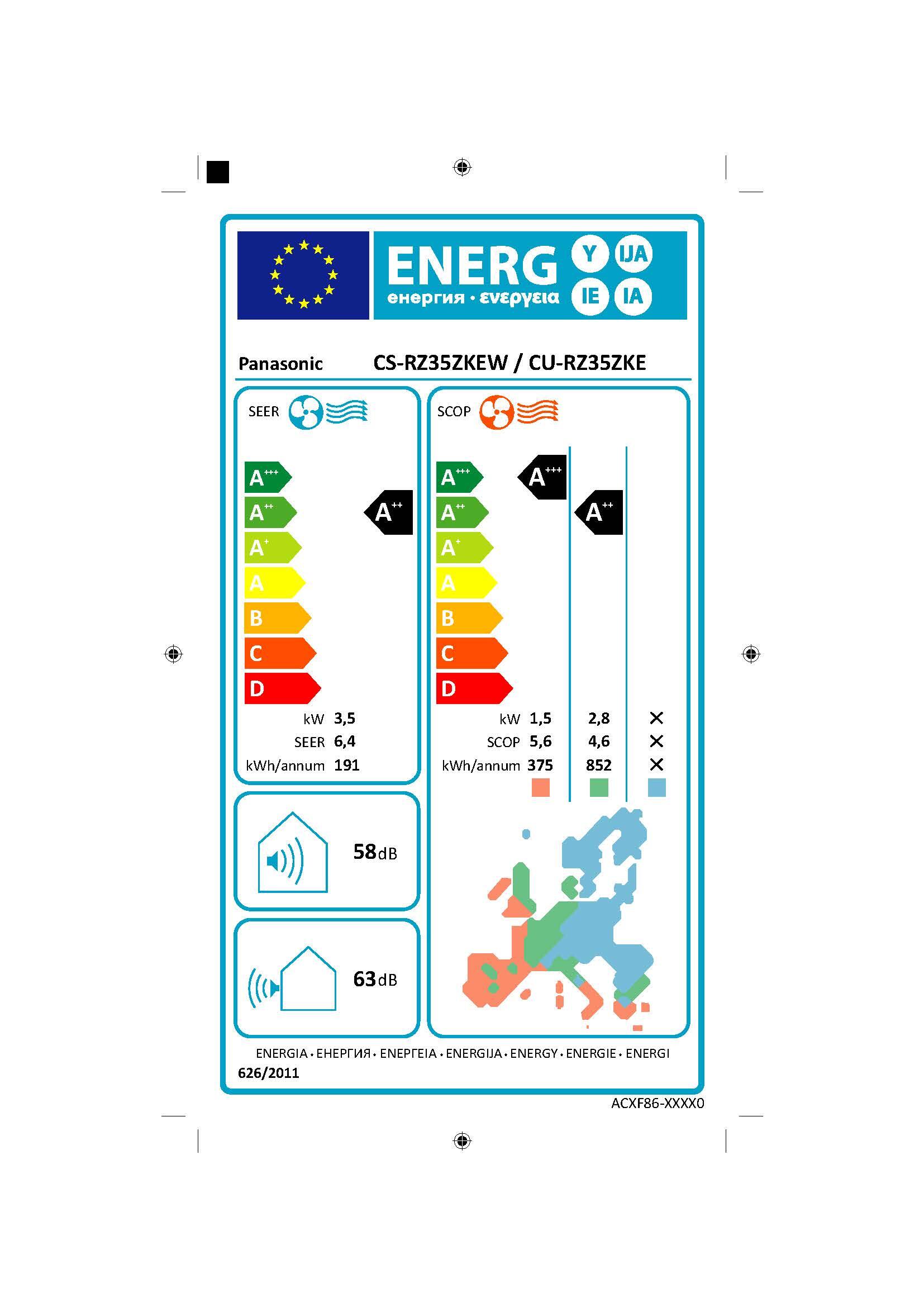 Unità interna condizionatore PANASONIC 12000 BTU WIFI A++/A++ serie CS-RZ35ZKEW - 2