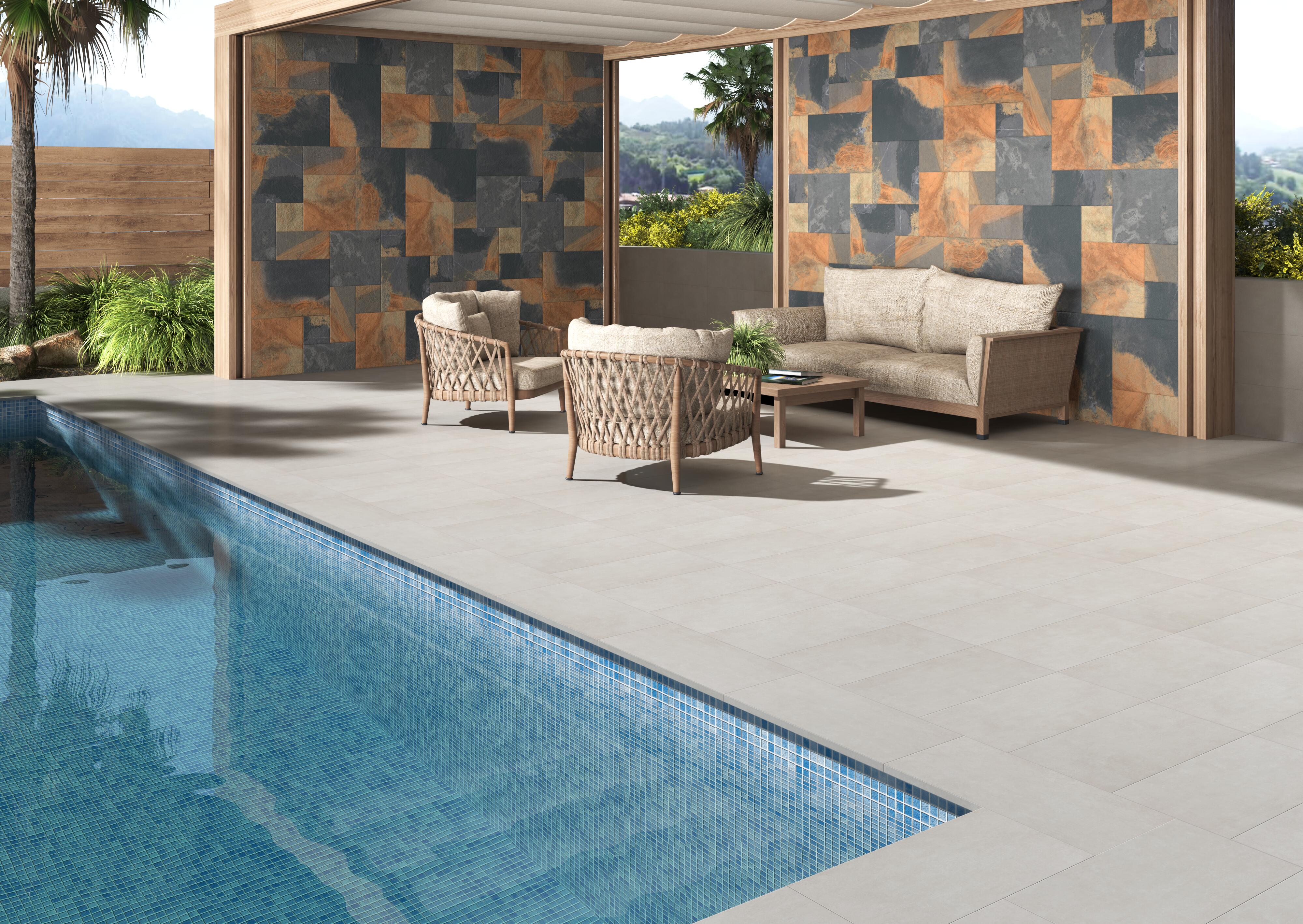 Peldaño gres porcelánico Martins efecto cemento blanco 59.5x30cm espesor 20mm ARTENS - 9