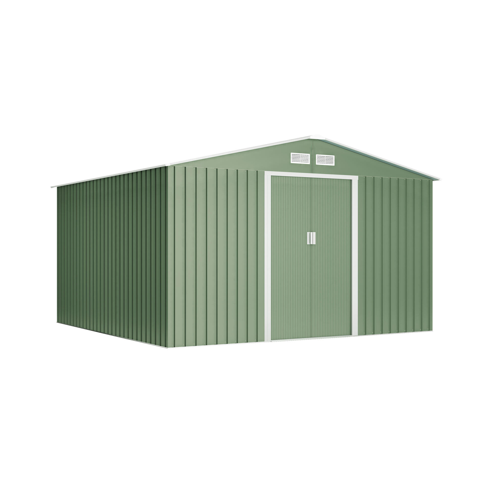 Caseta de metal Light Green de 322x205x324 cm y 10.2 m2 con 0.25 mm espesor y doble puerta corredera - 3