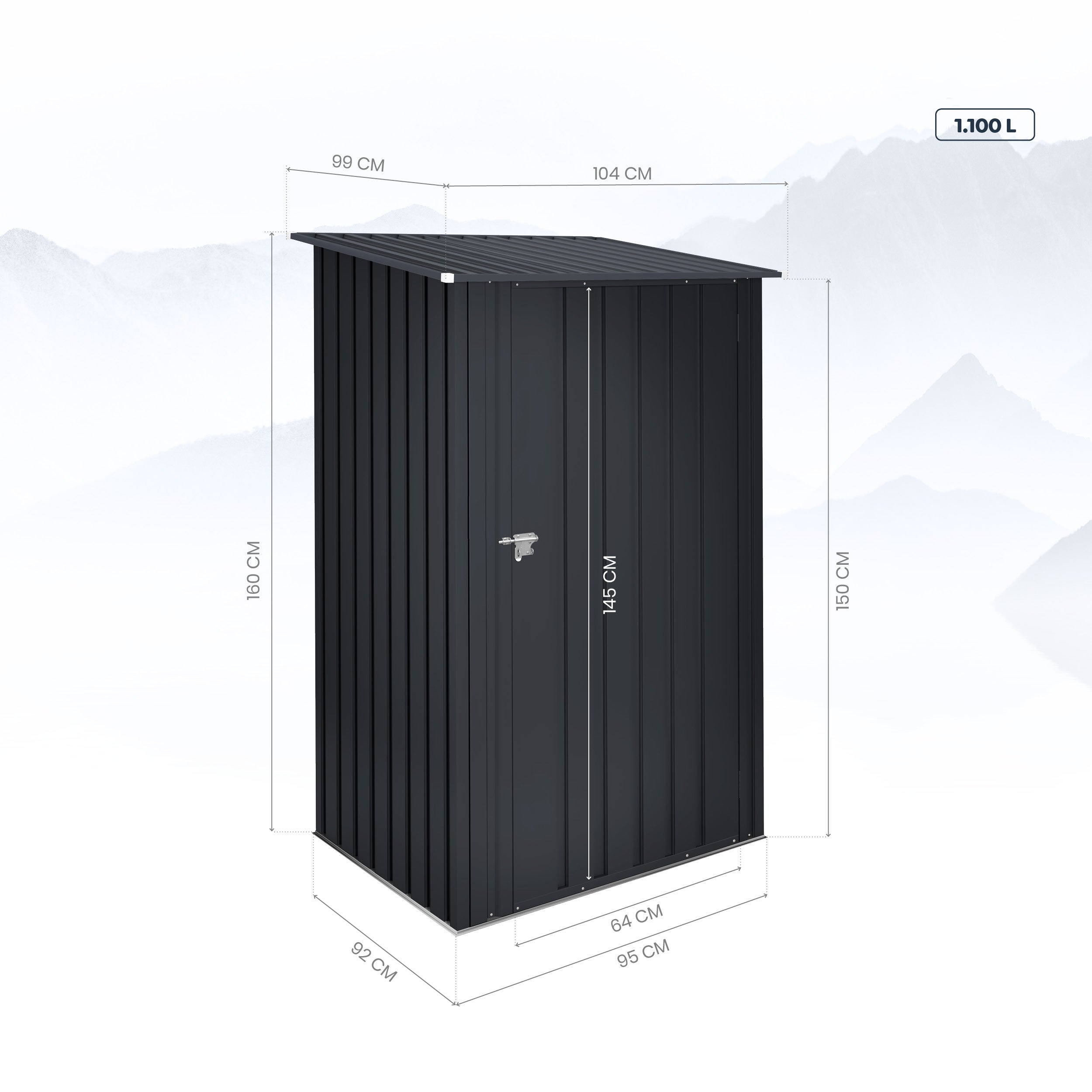 Cobertizo de acero SANSA 160x99x104 cm 1,2 M2 - 2
