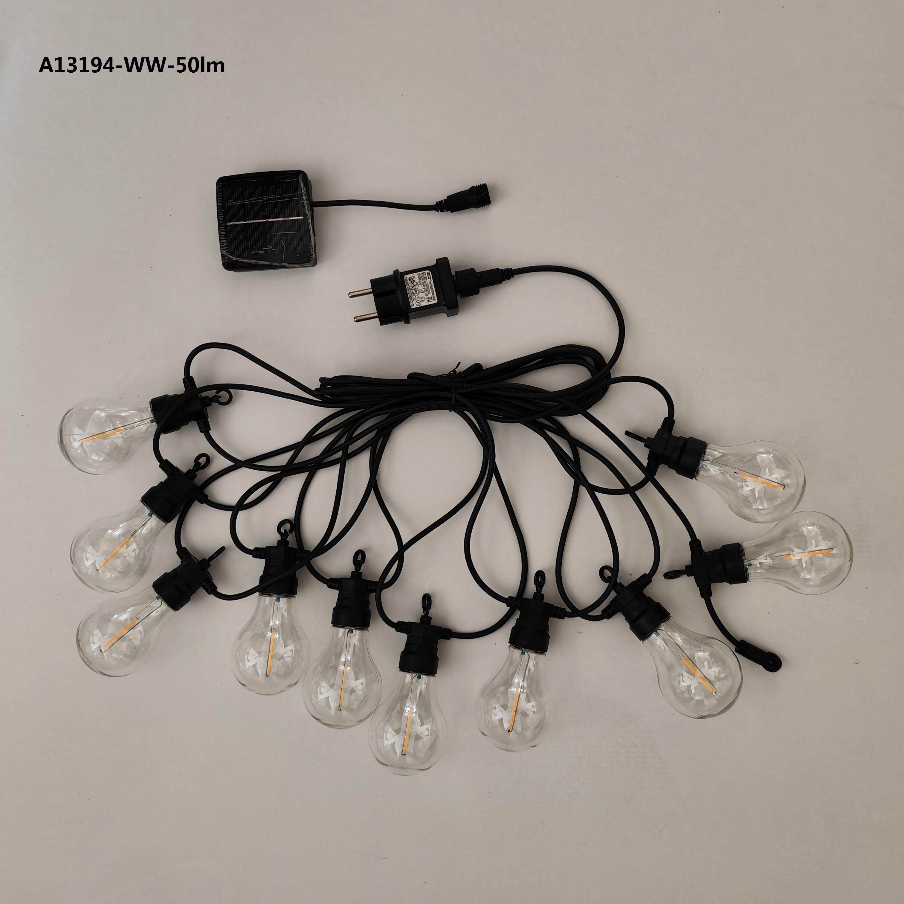 Guirnalda solar exterior LED 10 luces 5.8 m blanco cálido con sensor crepuscular LUMISKY Party IP44 y 8h aprox. con carga llena - 2