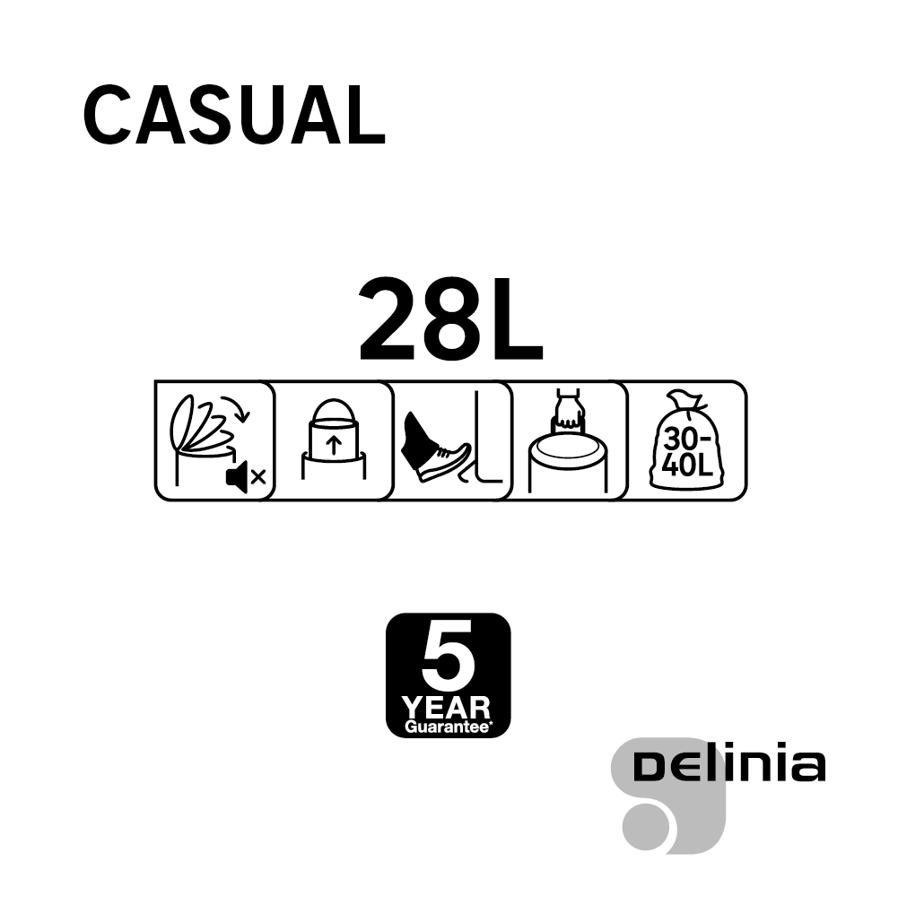 Balde do lixo fecho suave 28 L Delinia inox escovado - 6