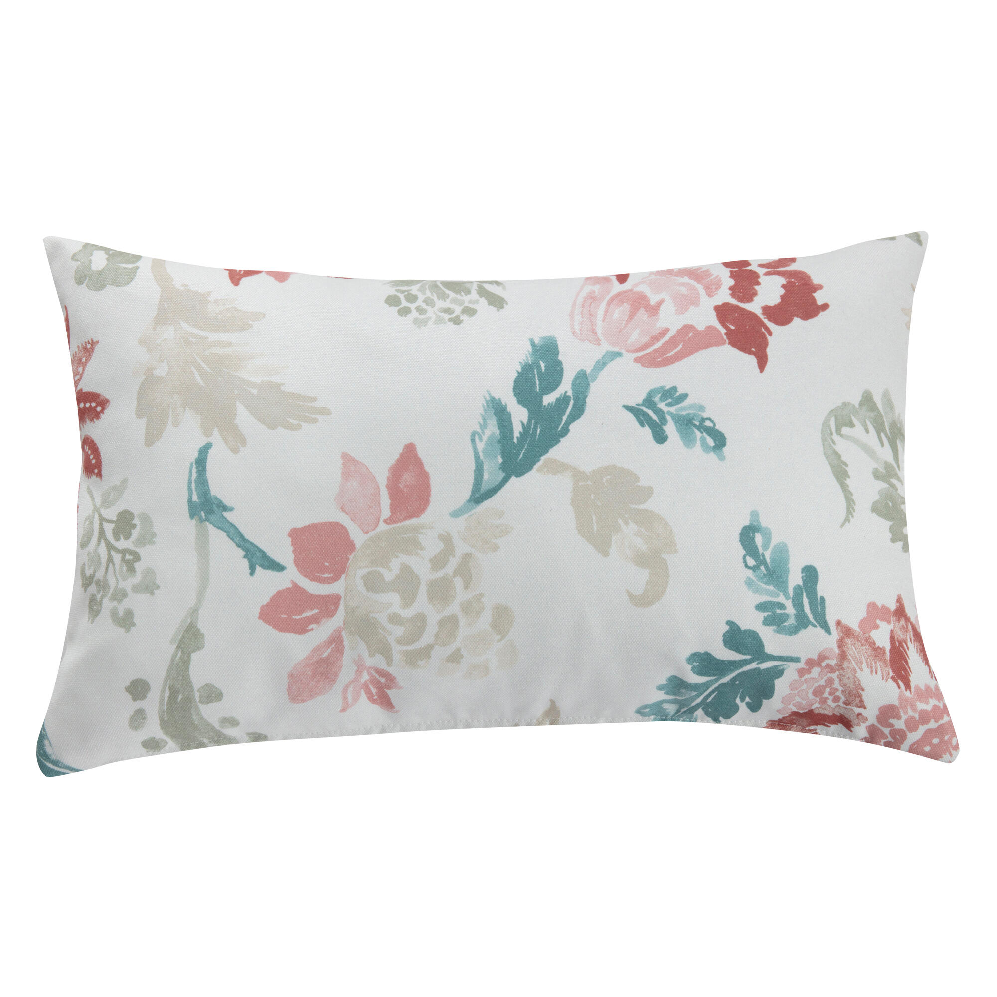 Funda de cojín rectangular montana algodón poliéster flor rojo coral con cremallera 50 x 30 cm