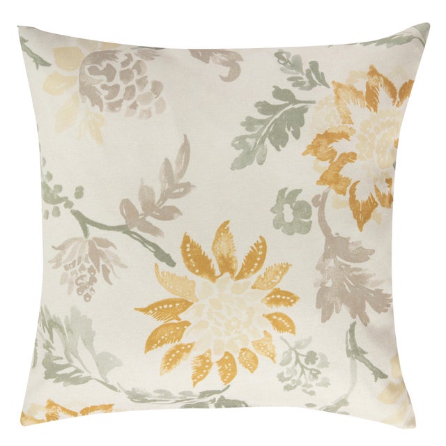 Funda de cojín cuadrada Montana algodón poliéster flor amarillo con cremallera 45x45cm
