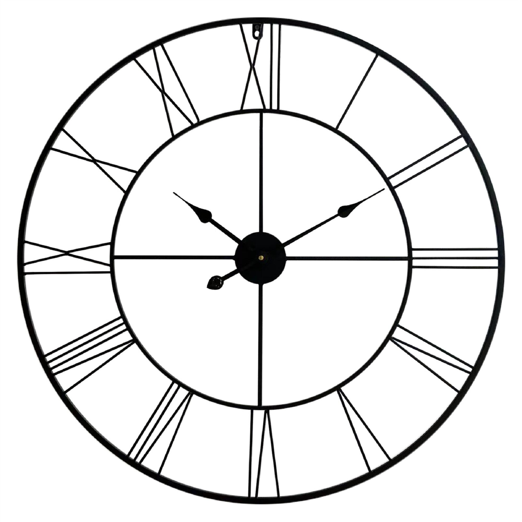 Reloj de pared ovalado Clásico metal negro de 80 cm - 3