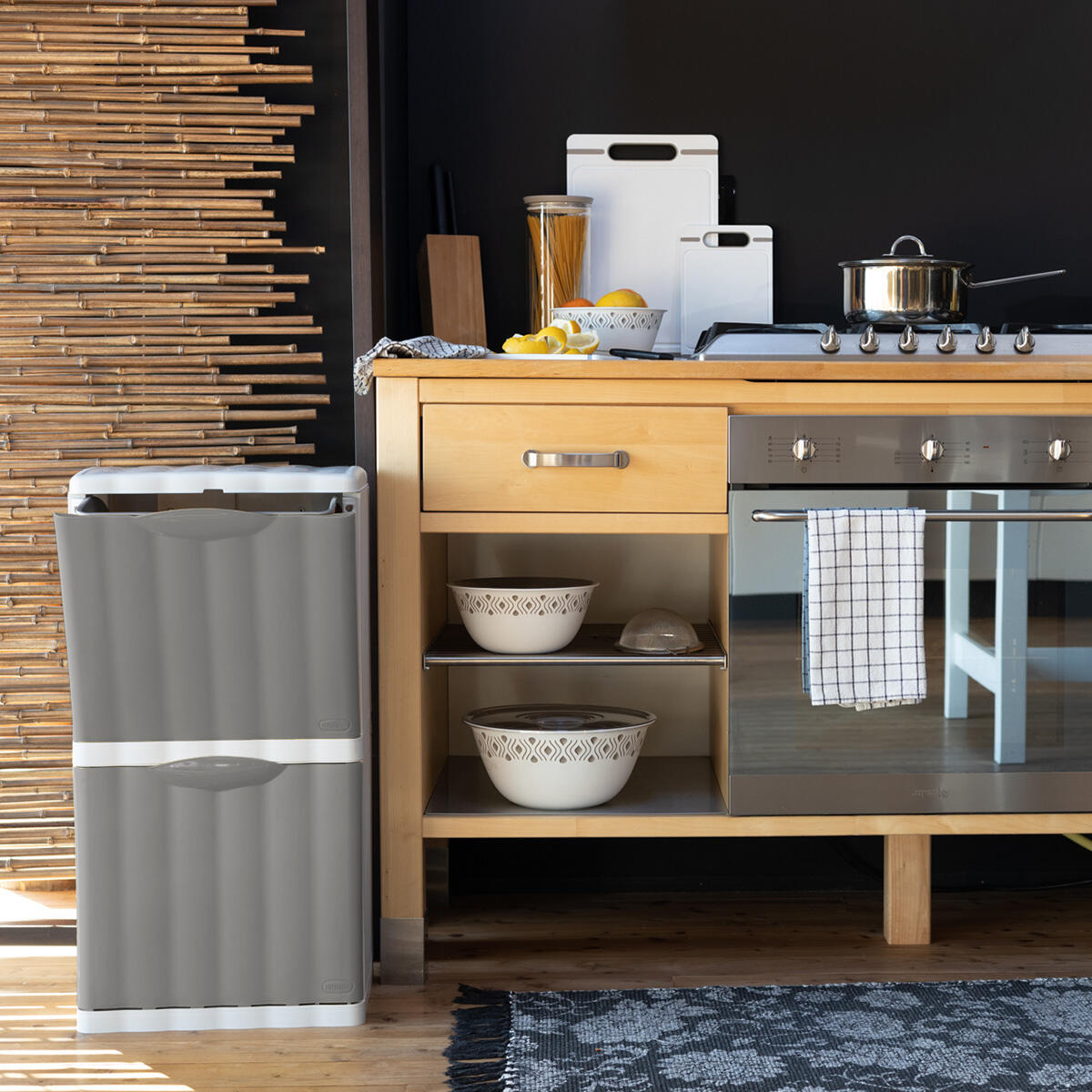 Pattumiera per raccolta differenziata AMICA STEFANPLAST manuale grigio cemento 20 L - 3