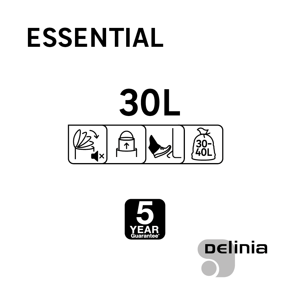 Balde do lixo fecho suave 30 L Delinia Slim inox - 8