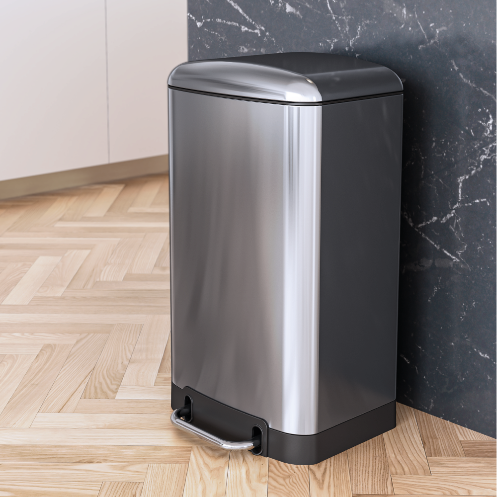 Balde do lixo fecho suave 30 L Delinia Slim inox - 9