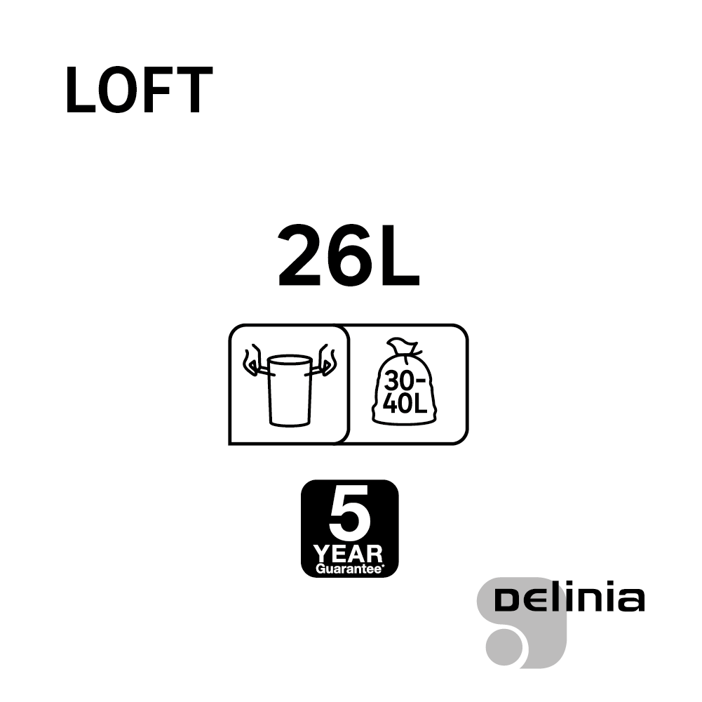 Poubelle de cuisine 26L DELINIA Loft acier noir - 6