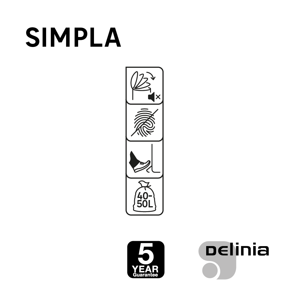 Poubelle de cuisine 42L à pédale DELINIA Simpla gris - 4