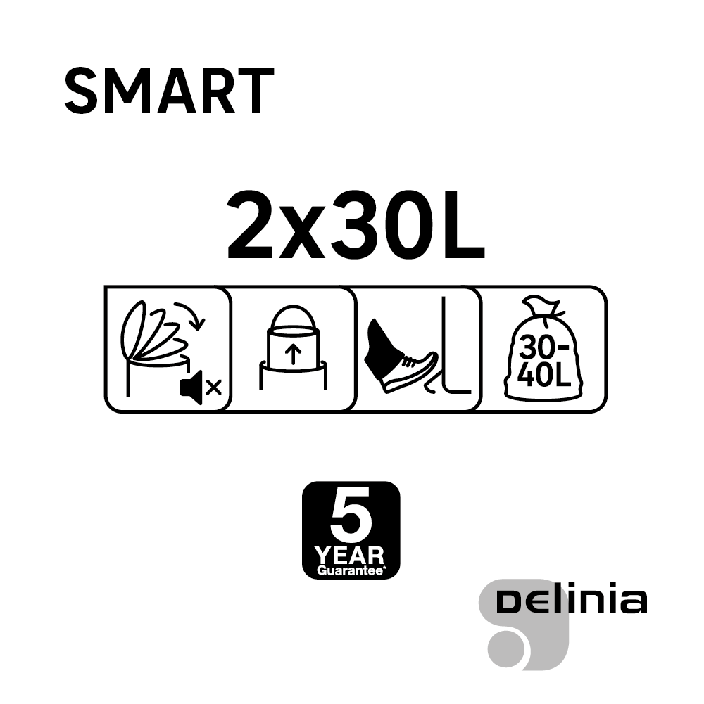 Balde do lixo Delinia Smart com 2 compartimentos 2 x 15L inox - 10