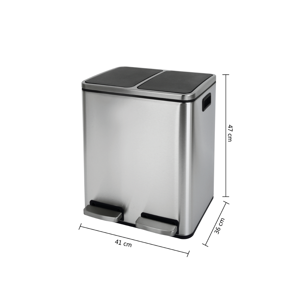 Balde do lixo Delinia Smart com 2 compartimentos 2 x 15L inox - 8