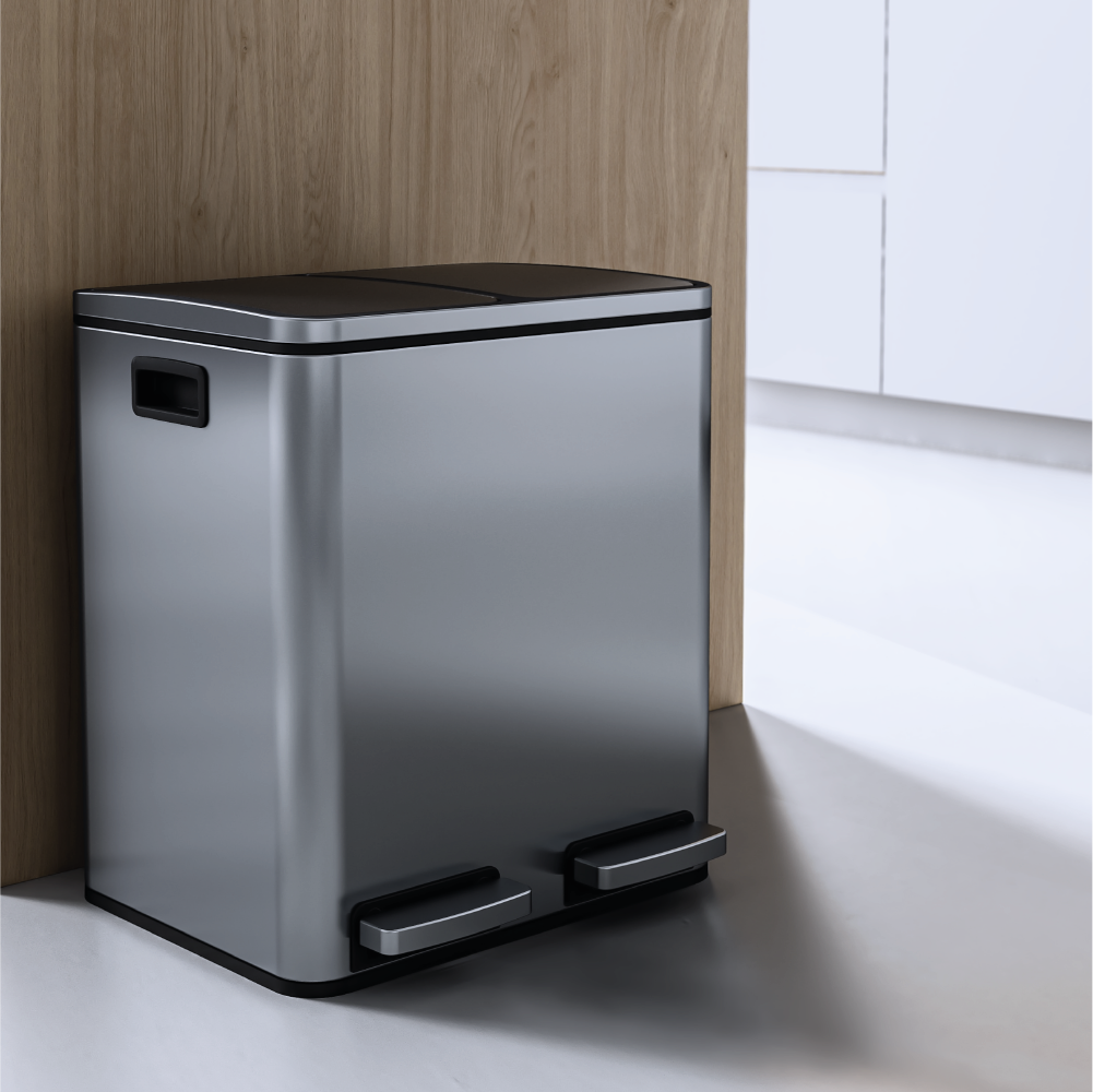 Balde do lixo Delinia Smart com 2 compartimentos 2 x 15L inox - 11