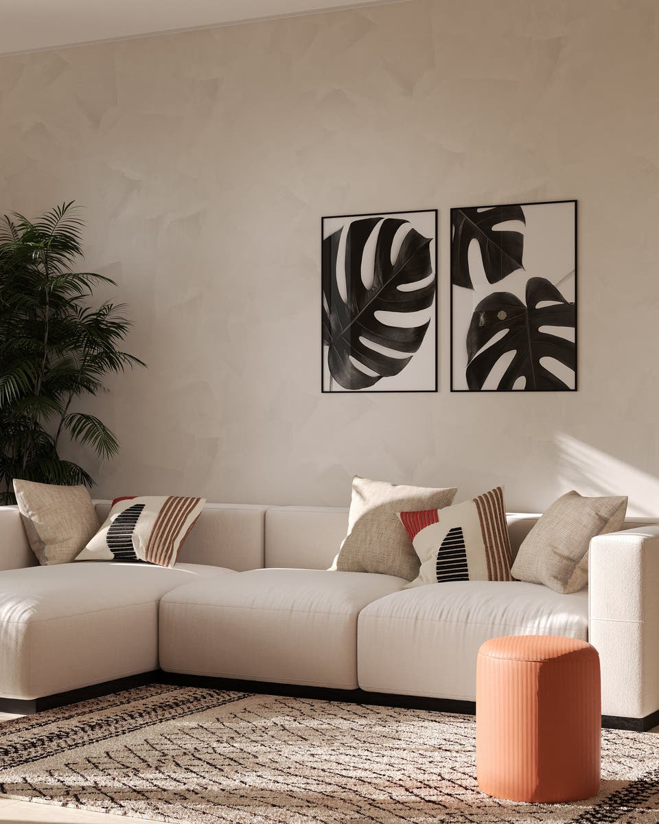 Una zona living in stile Light Boho