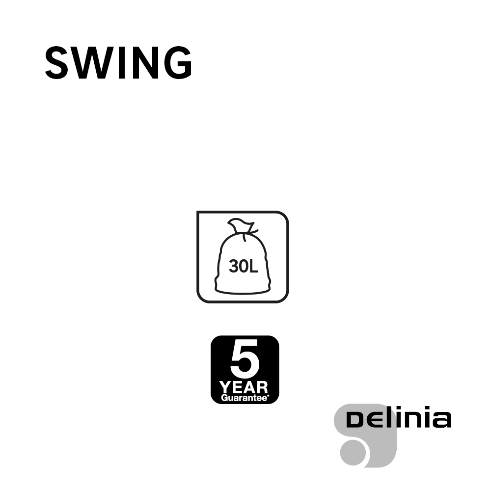 Balde do lixo com tampa 25 L Delinia preto - 9