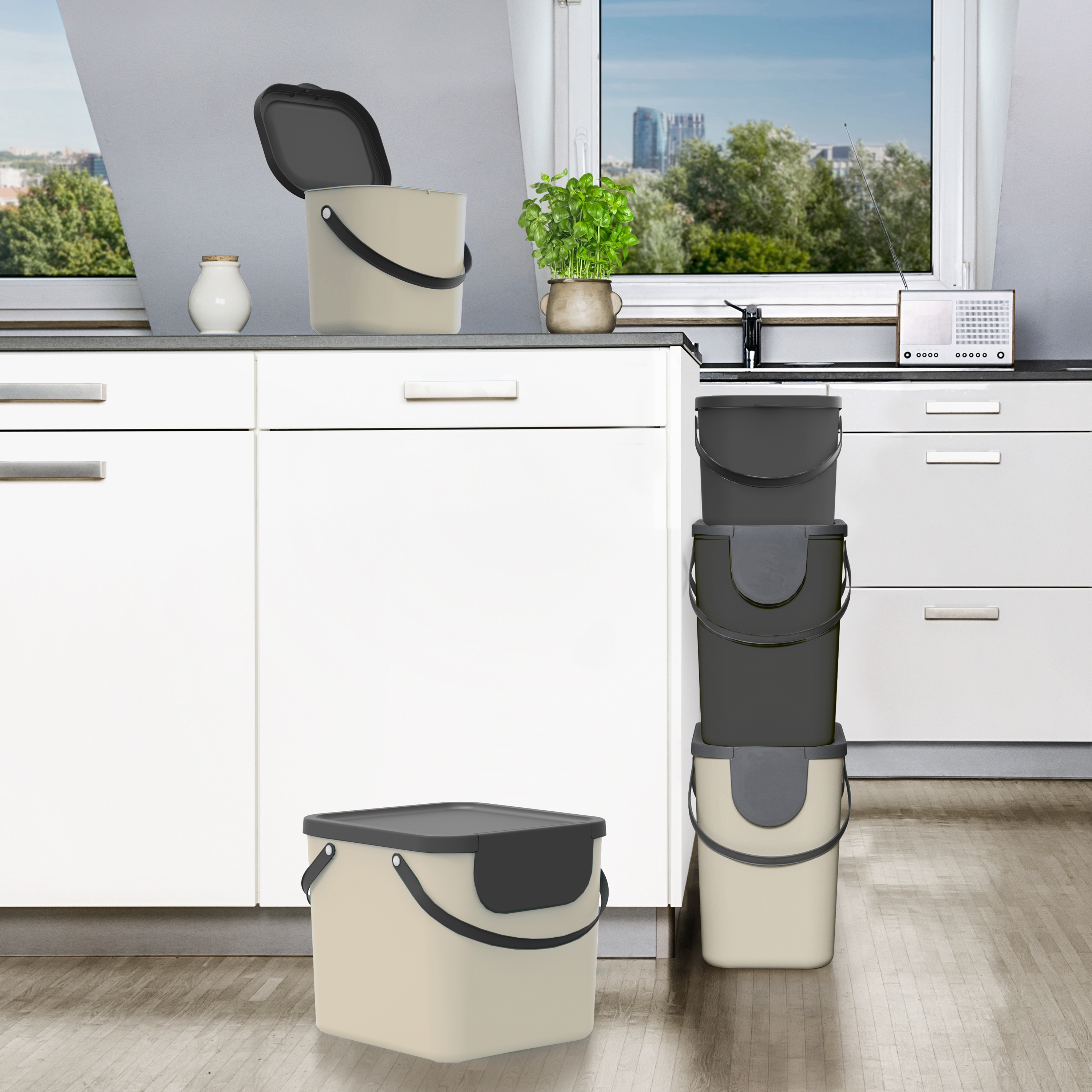 Pattumiera Trendy DELINIA manuale grigio / argento 6 L - 5