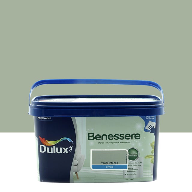 Pittura per interni super lavabile, DULUX verde intenso opaco, 2.5 L